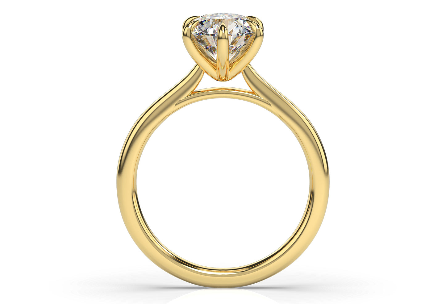 Round Brilliant Yellow Gold Six Claw Solitaire Moissanite Engagement Ring