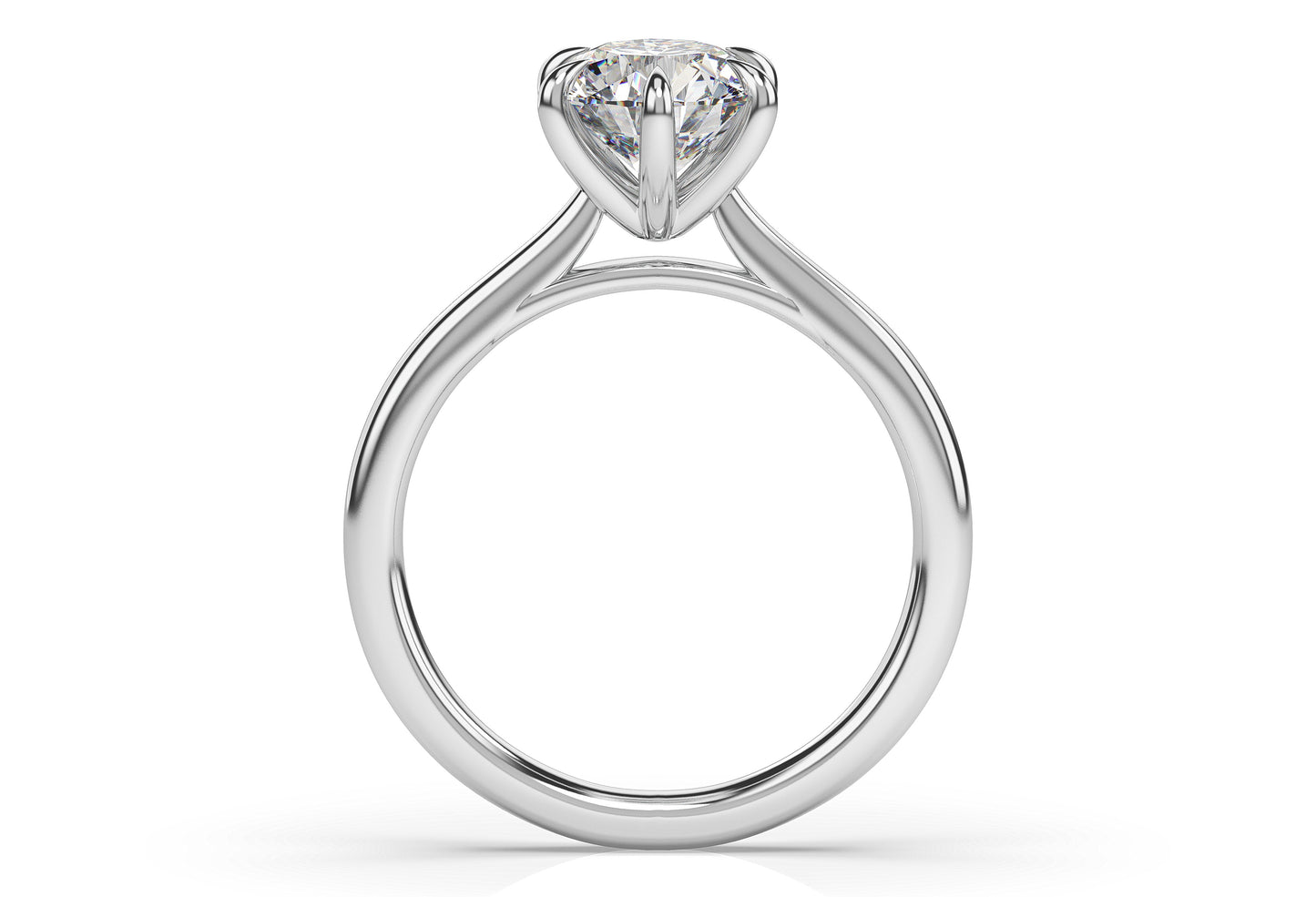 Round Brilliant White Gold Six Claw Solitaire Moissanite Engagement Ring