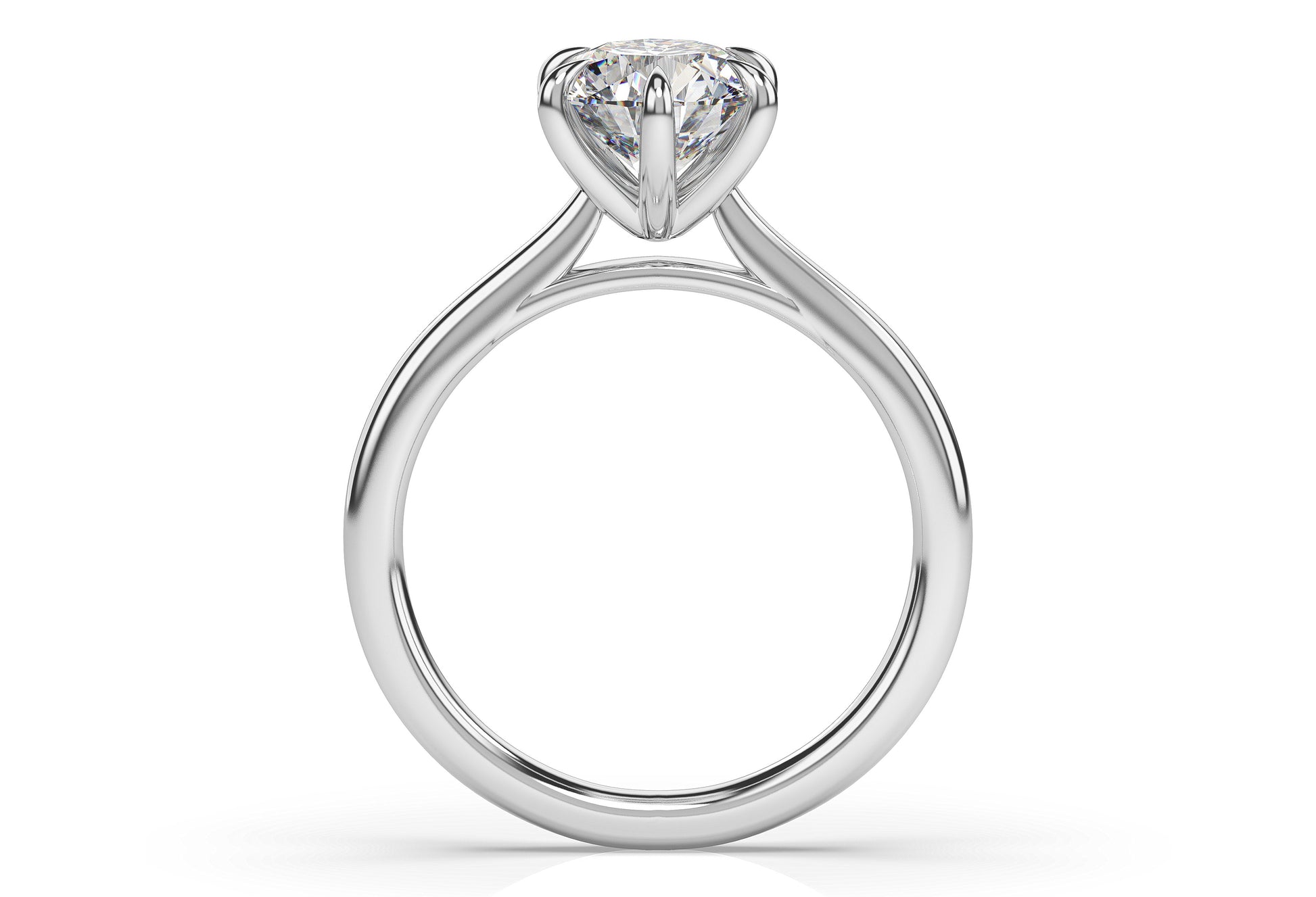 Round Brilliant White Gold Six Claw Solitaire Moissanite Engagement Ring