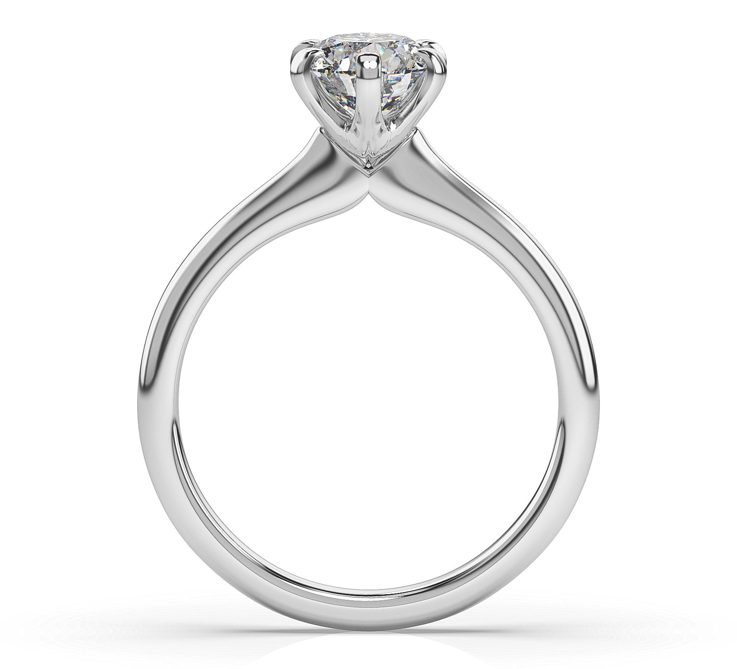 Round Brilliant White Gold Six Claw Solitaire Moissanite Engagement Ring