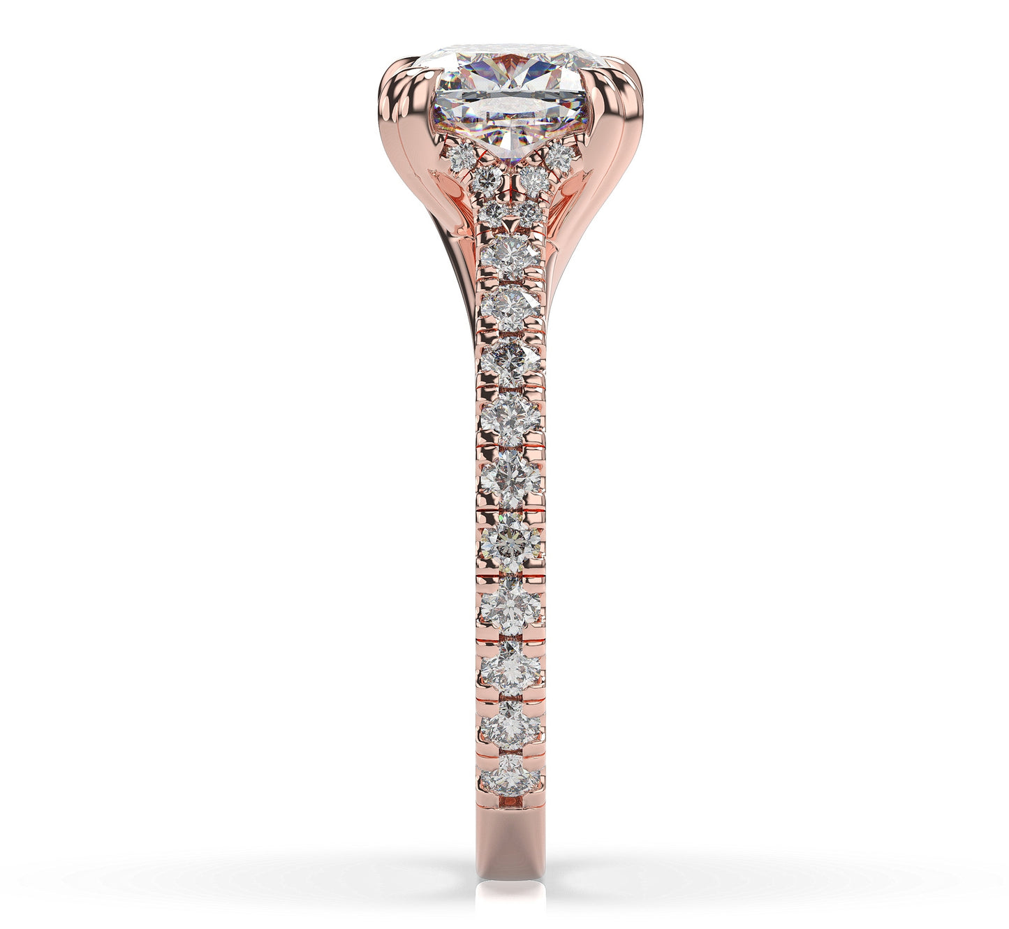 Cushion Rose Gold Pave Moissanite Engagement Ring