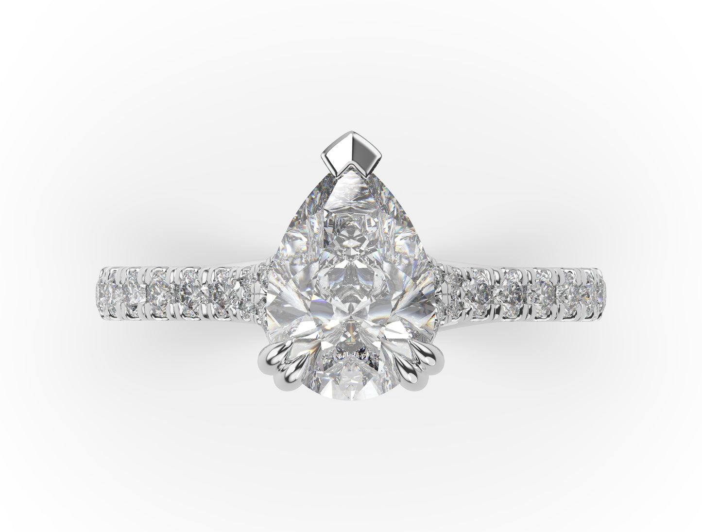 Pear White Gold Pave Moissanite Engagement Ring