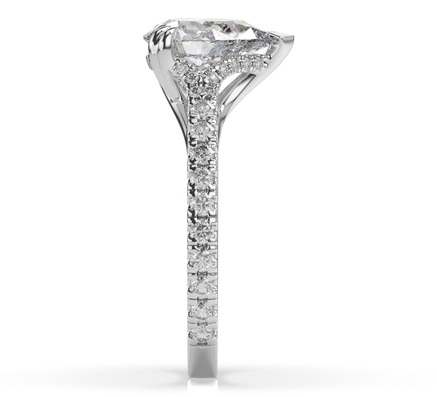 Pear White Gold Pave Moissanite Engagement Ring