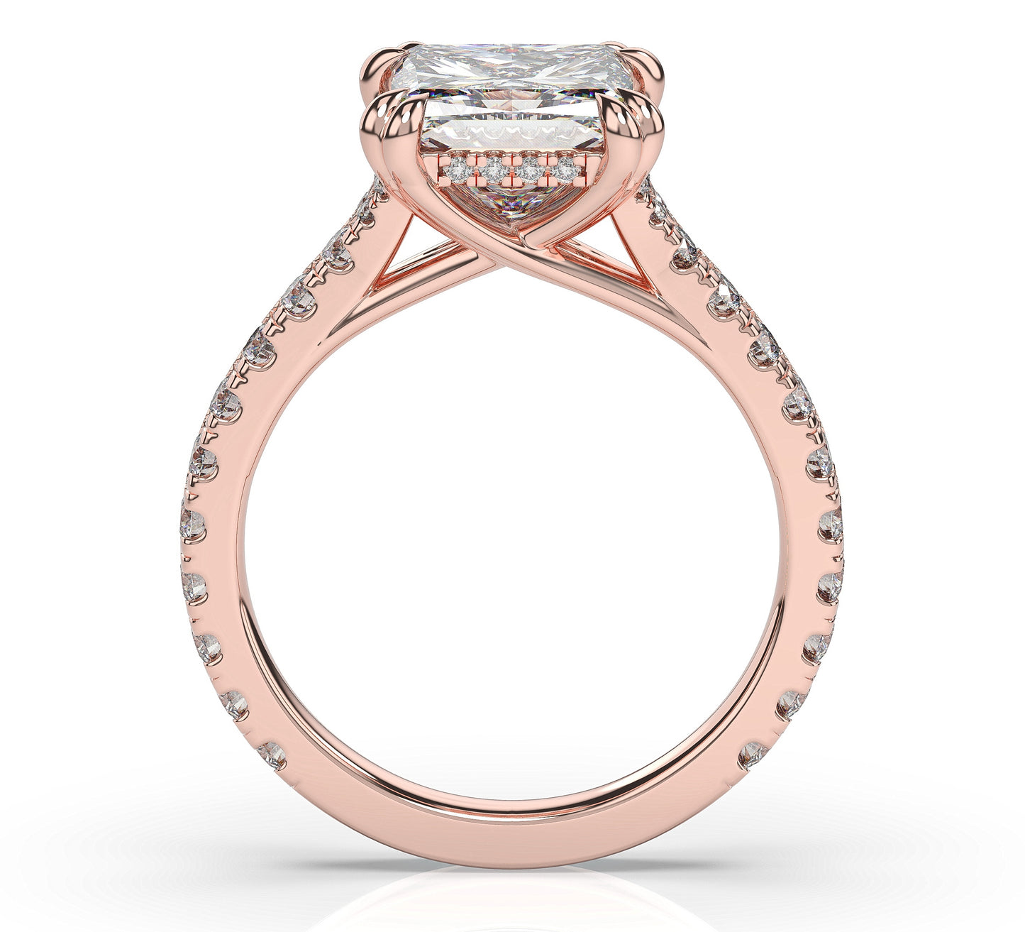 Princess Rose Gold Pave Moissanite Engagement Ring