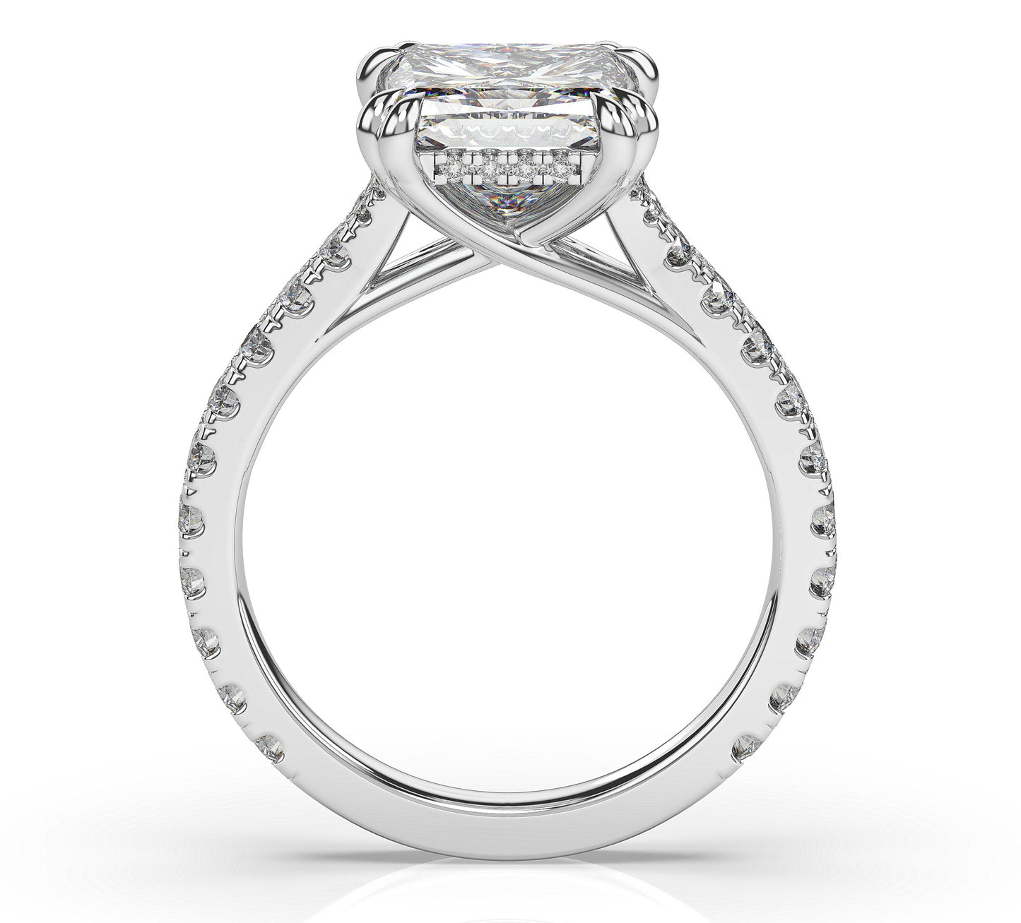 Princess White Gold Pave Moissanite Engagement Ring