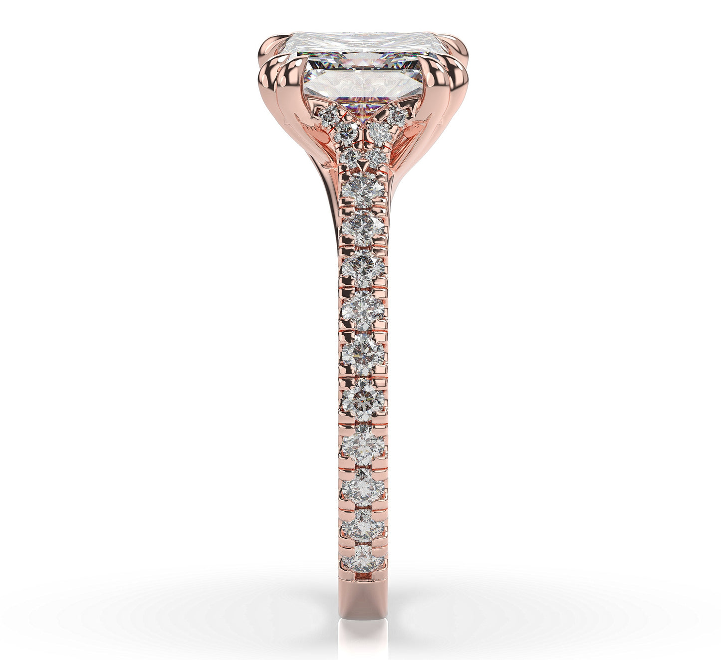 Princess Rose Gold Pave Moissanite Engagement Ring
