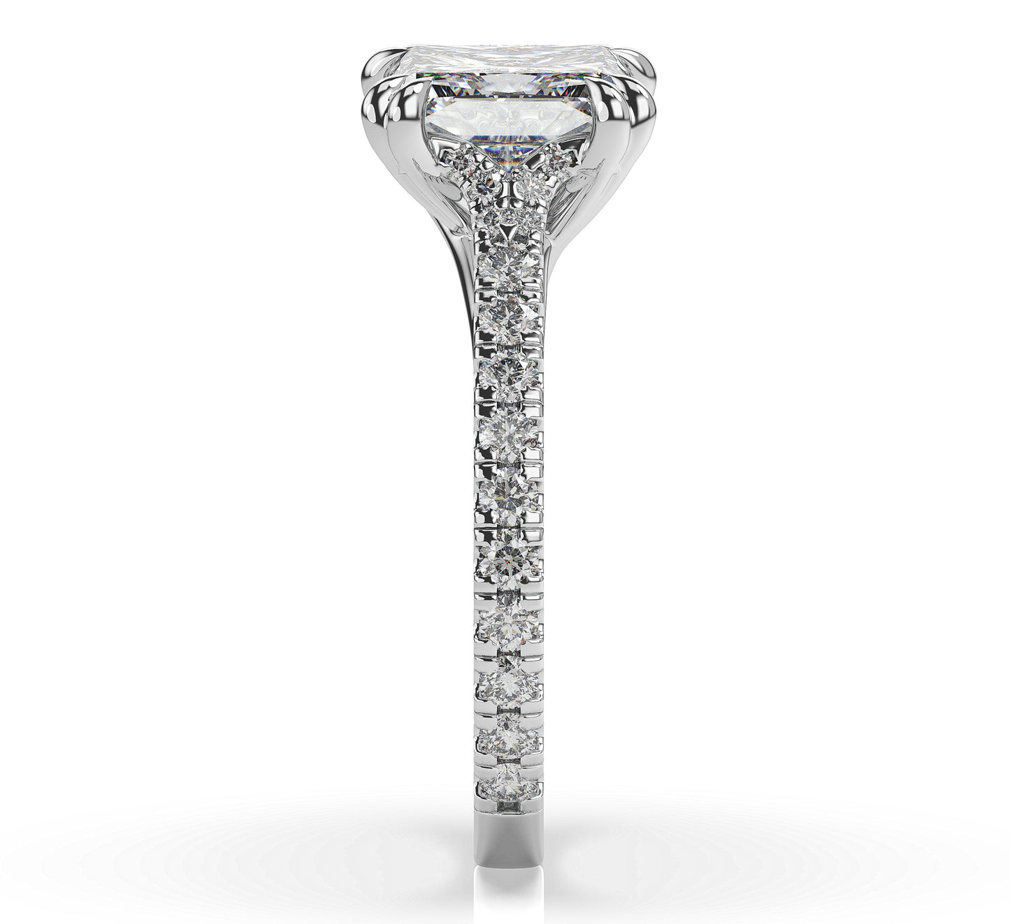 Princess White Gold Pave Moissanite Engagement Ring