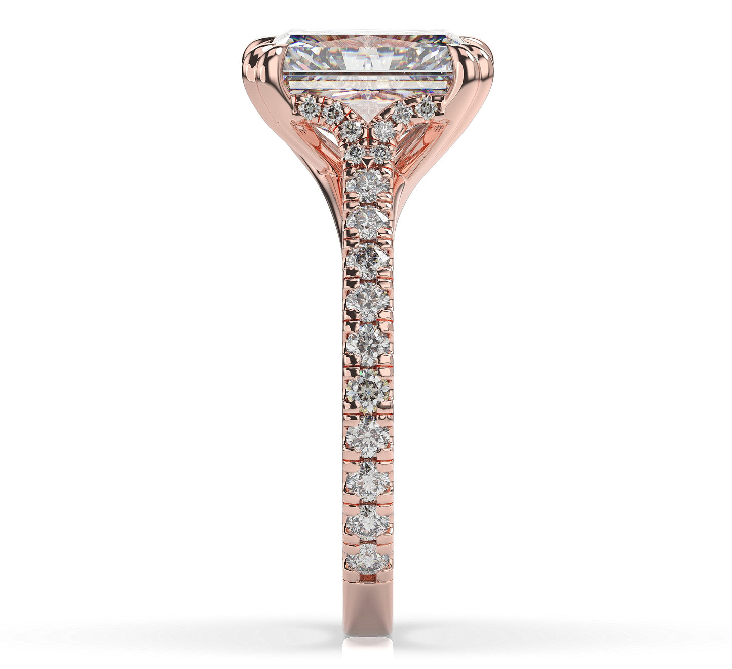 Radiant Rose Gold Pave Moissanite Engagement Ring