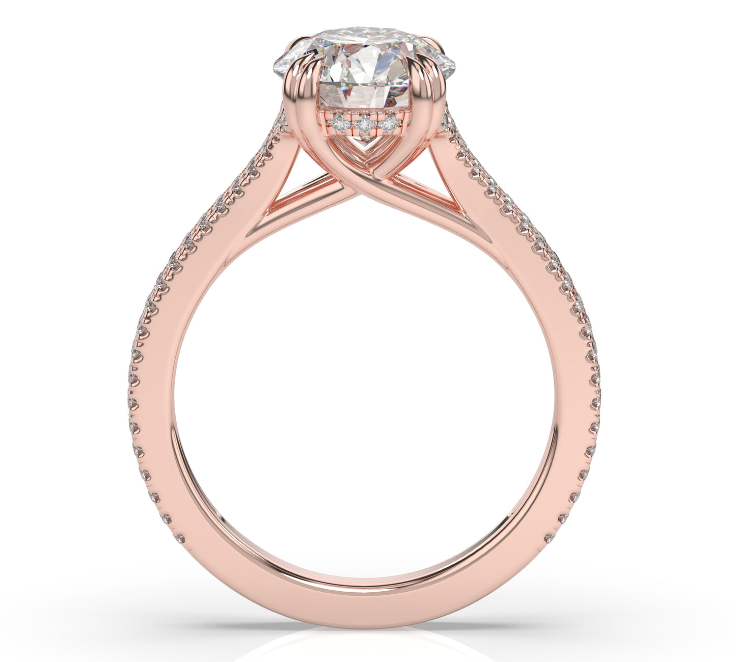 Round Brilliant Claw Double Pave With Hidden Halo Style Engagement Ring