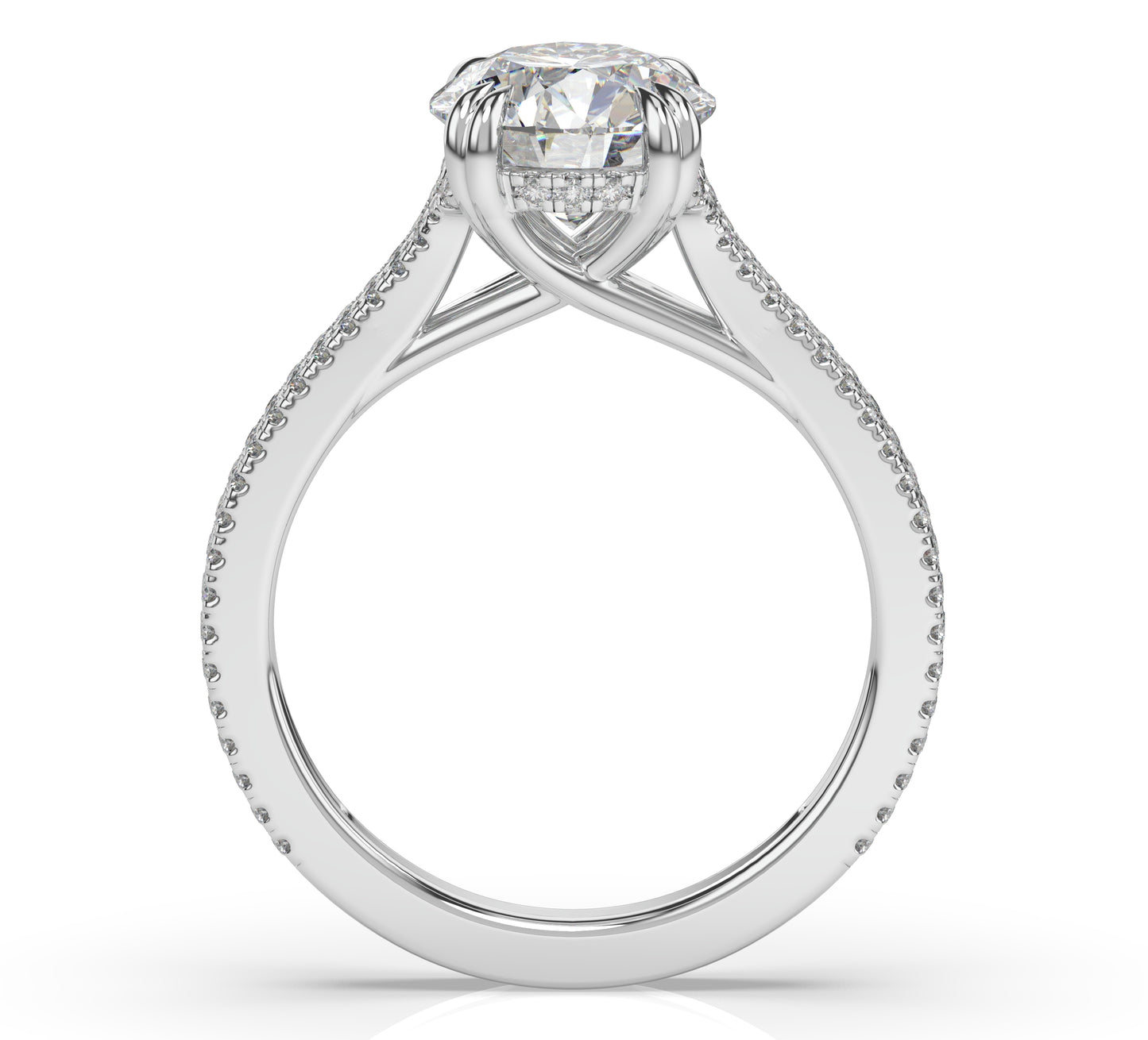 Round Brilliant Claw Double Pave With Hidden Halo Style Engagement Ring