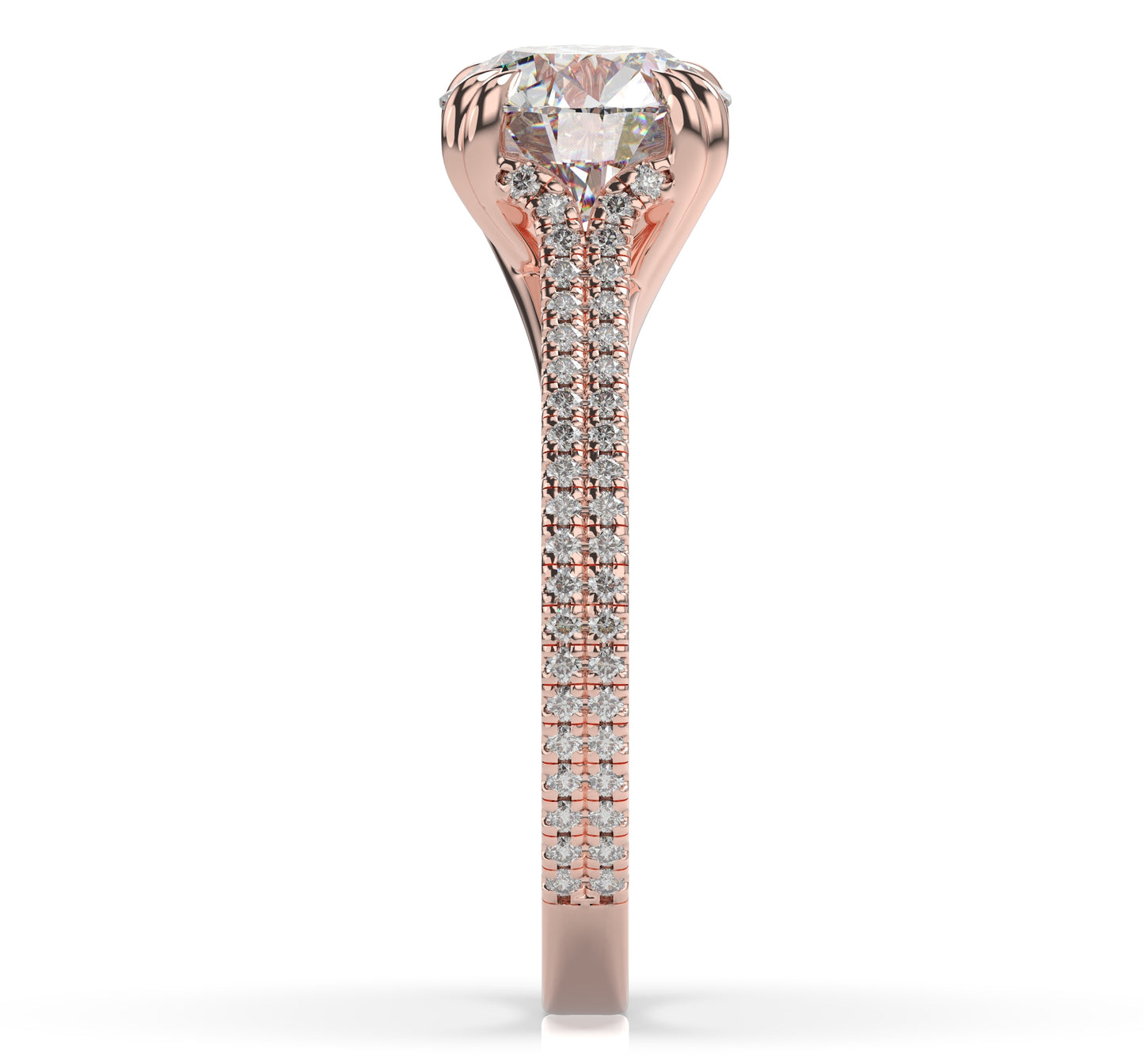 Round Brilliant Claw Double Pave With Hidden Halo Style Engagement Ring