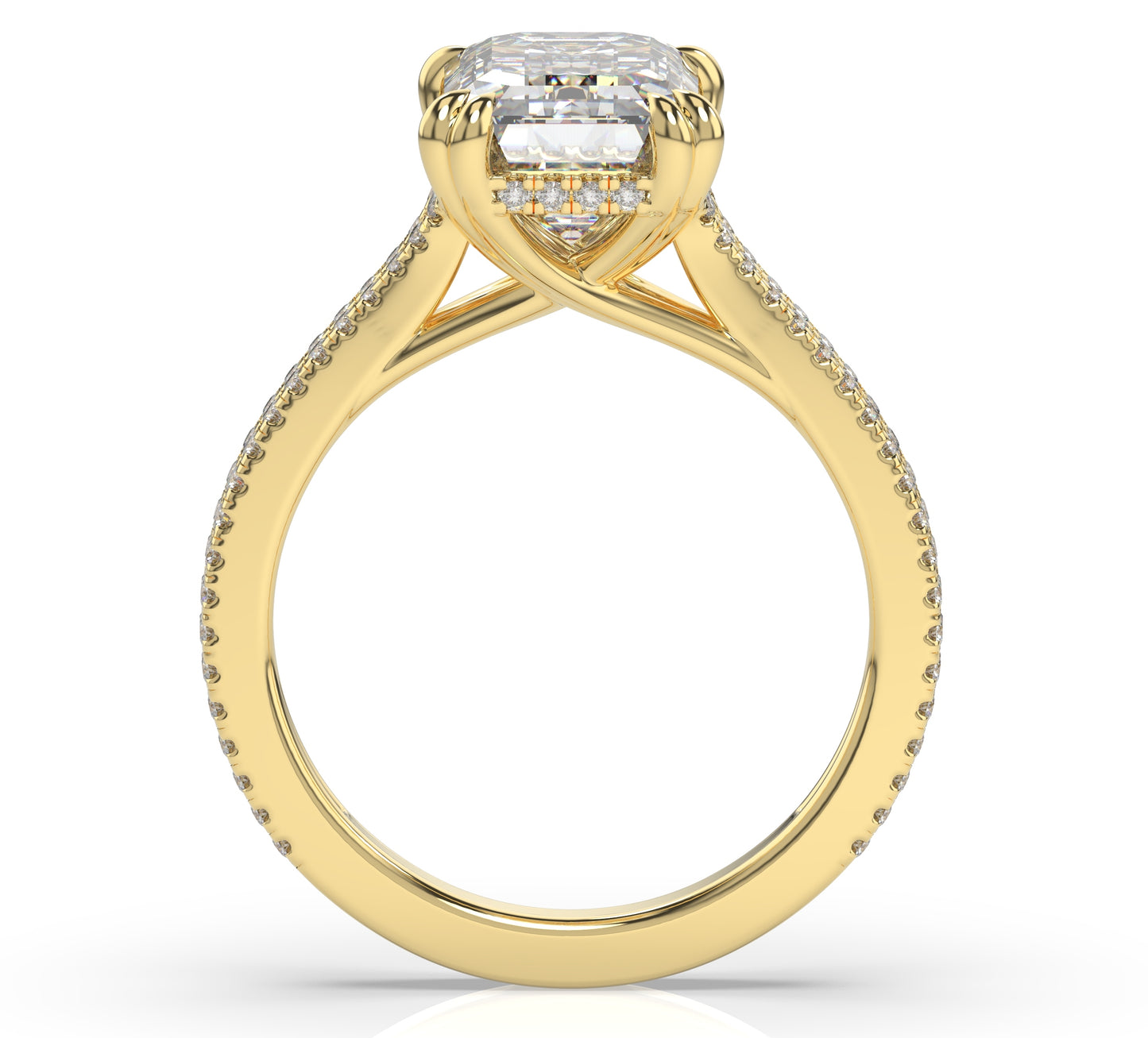 Emerald Claw Double Pave With Hidden Halo Style Engagement Ring