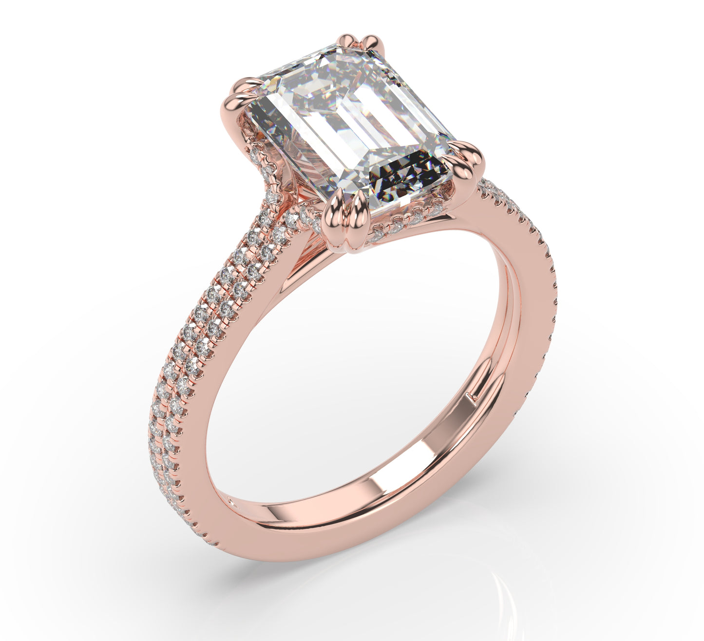 Emerald Claw Double Pave With Hidden Halo Style Engagement Ring