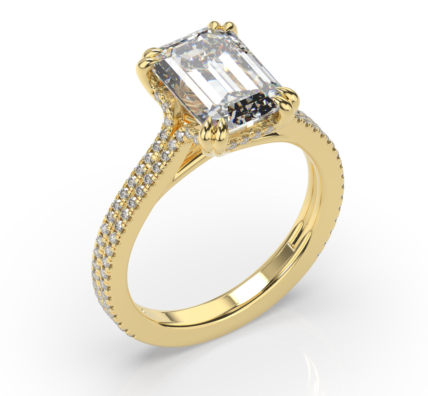 Emerald Claw Double Pave With Hidden Halo Style Engagement Ring
