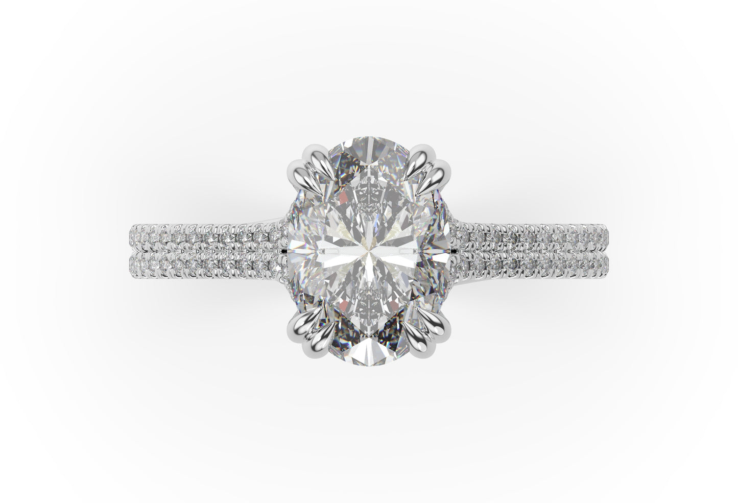 Oval White Gold Pave Moissanite Engagement Ring