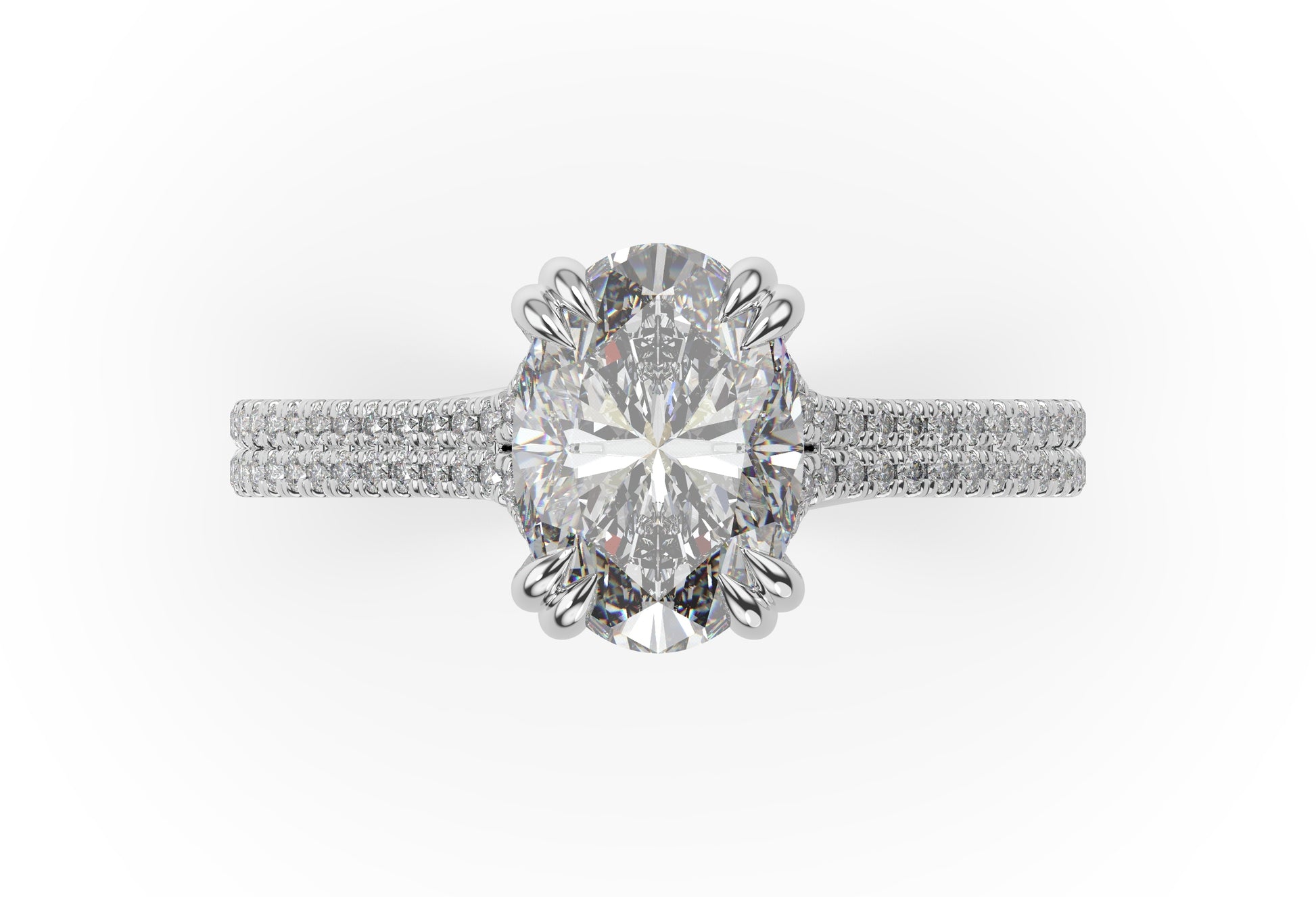 Oval White Gold Pave Moissanite Engagement Ring