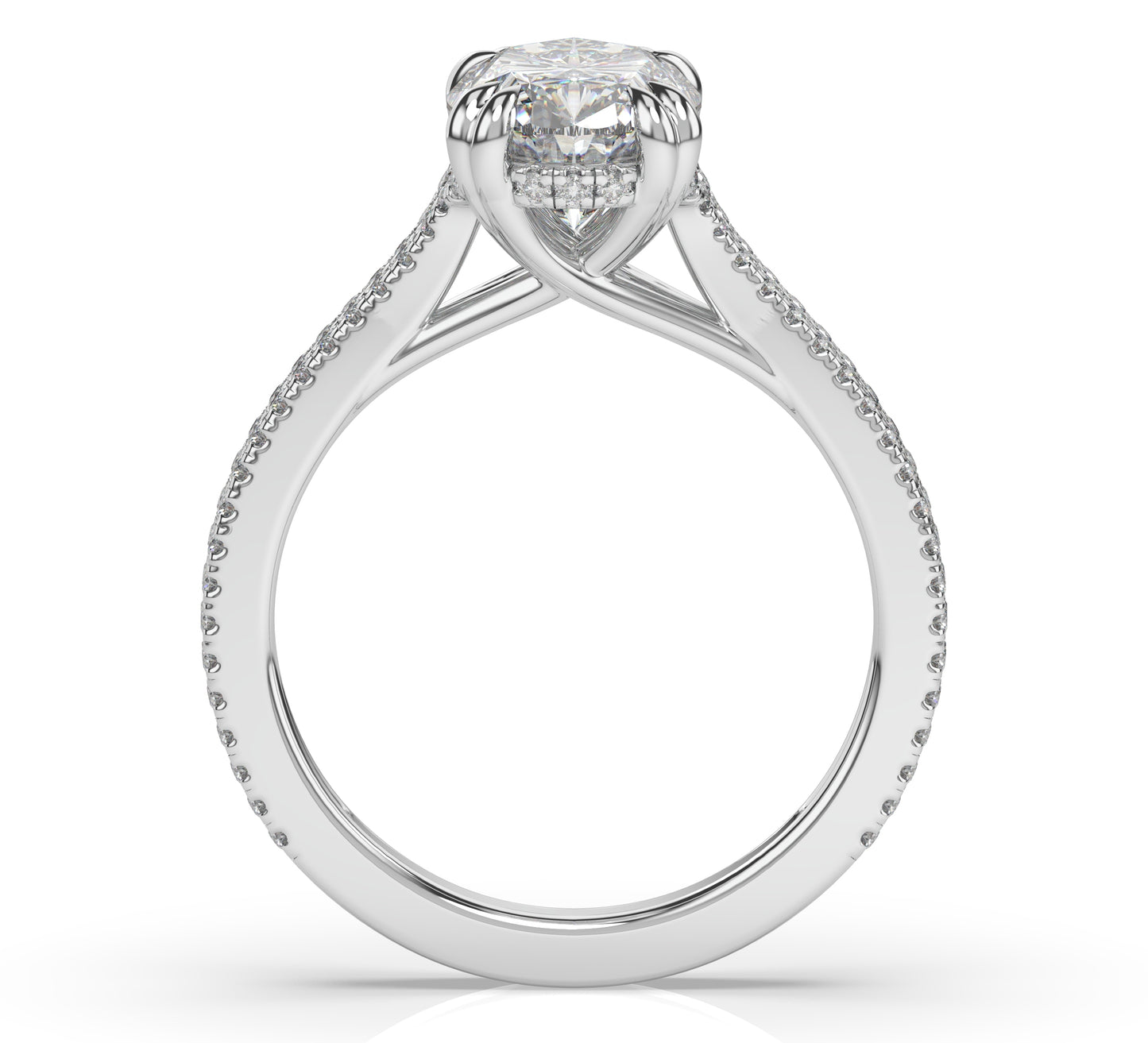 Oval White Gold Pave Moissanite Engagement Ring