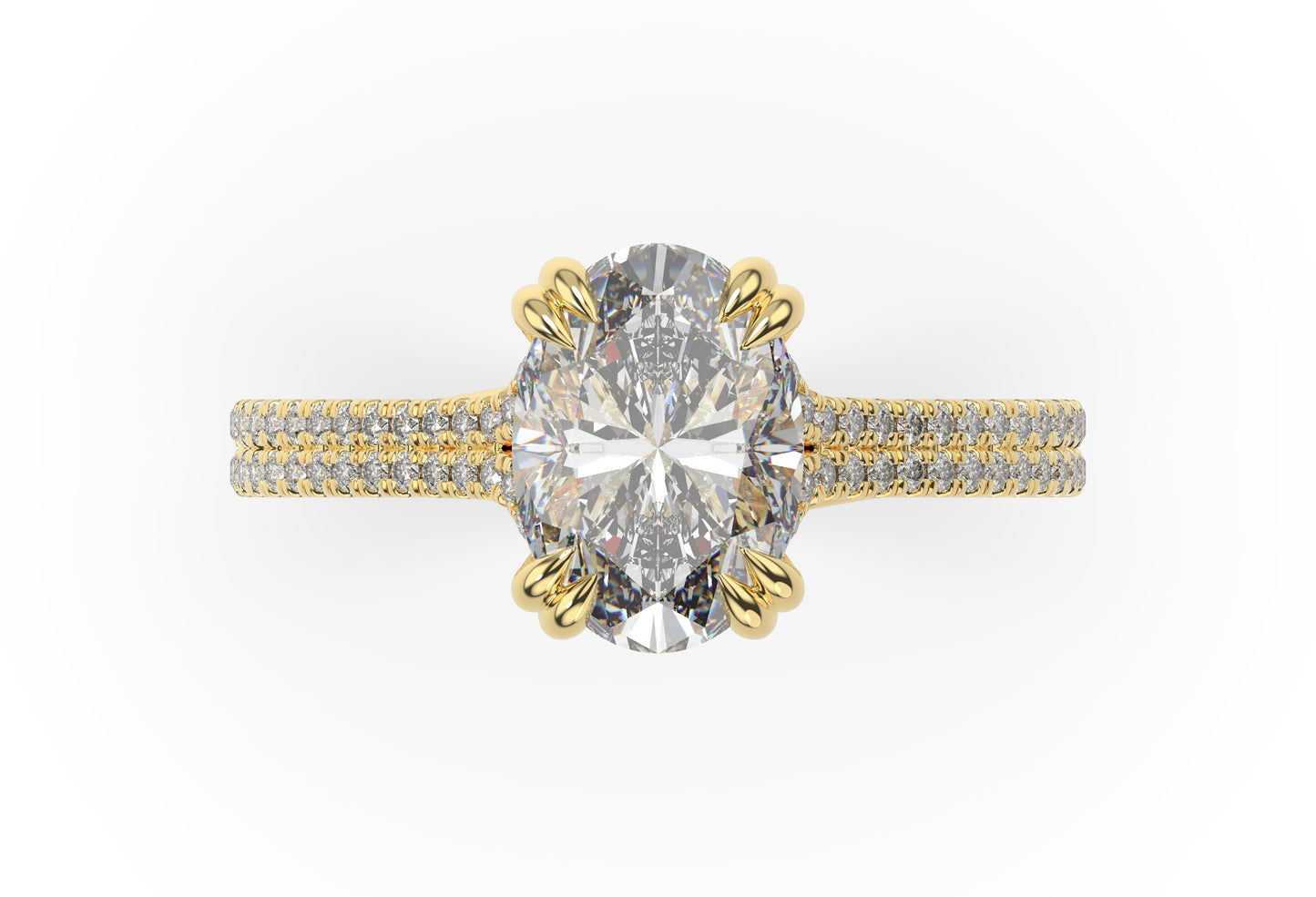 Oval Yellow Gold Pave Moissanite Engagement Ring