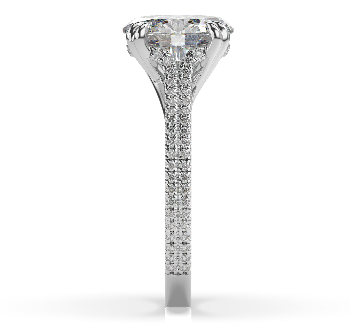 Oval White Gold Pave Moissanite Engagement Ring