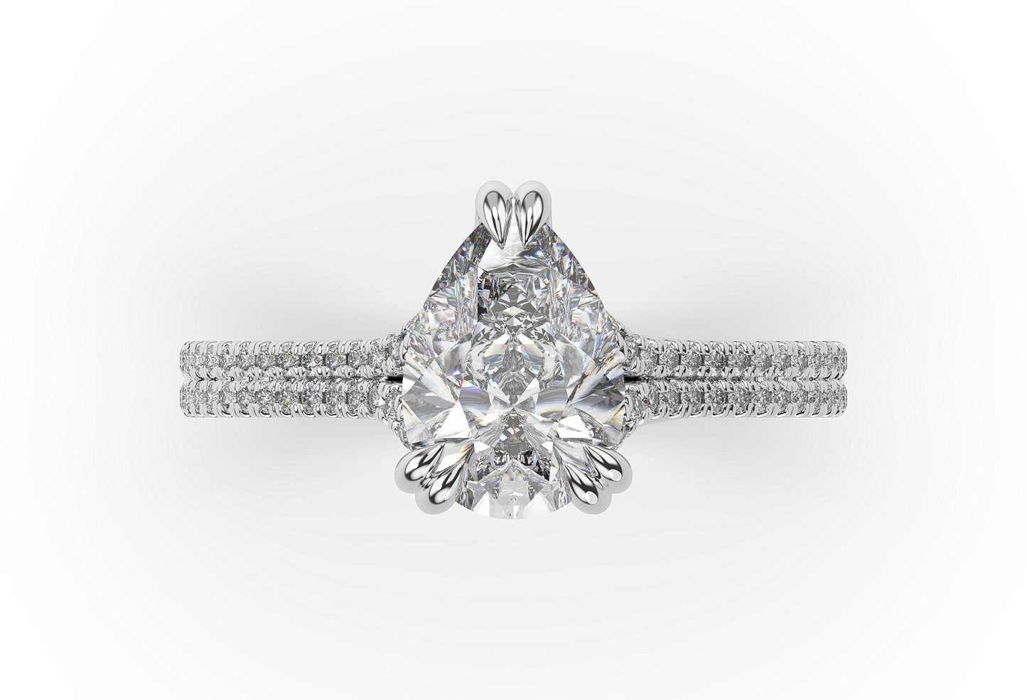 Pear White Gold Pave Moissanite Engagement Ring