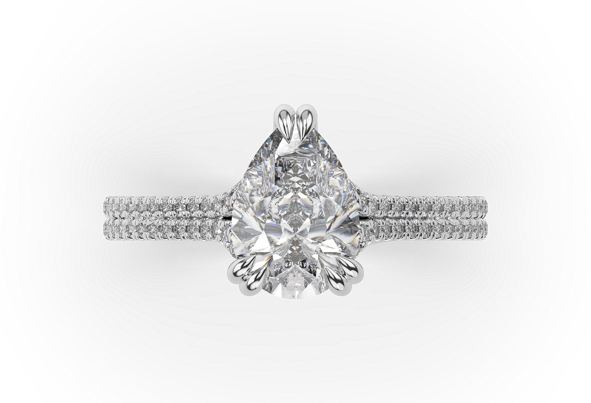 Pear White Gold Pave Moissanite Engagement Ring
