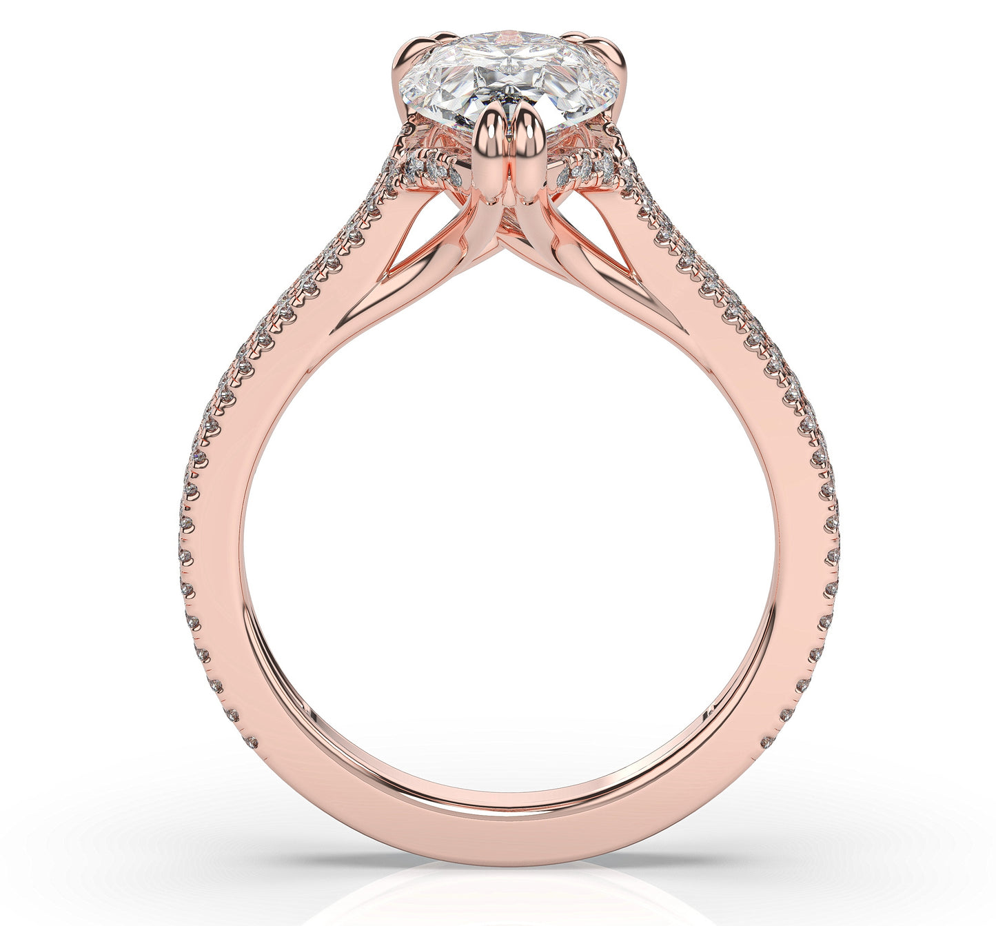 Pear Rose Gold Pave Moissanite Engagement Ring