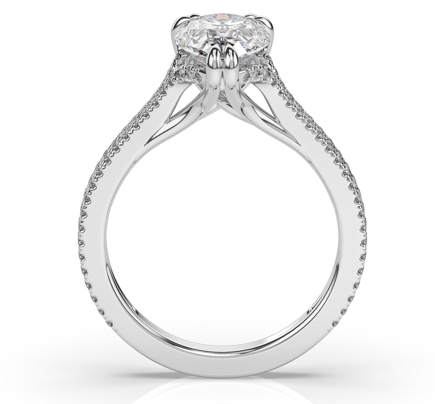 Pear White Gold Pave Moissanite Engagement Ring