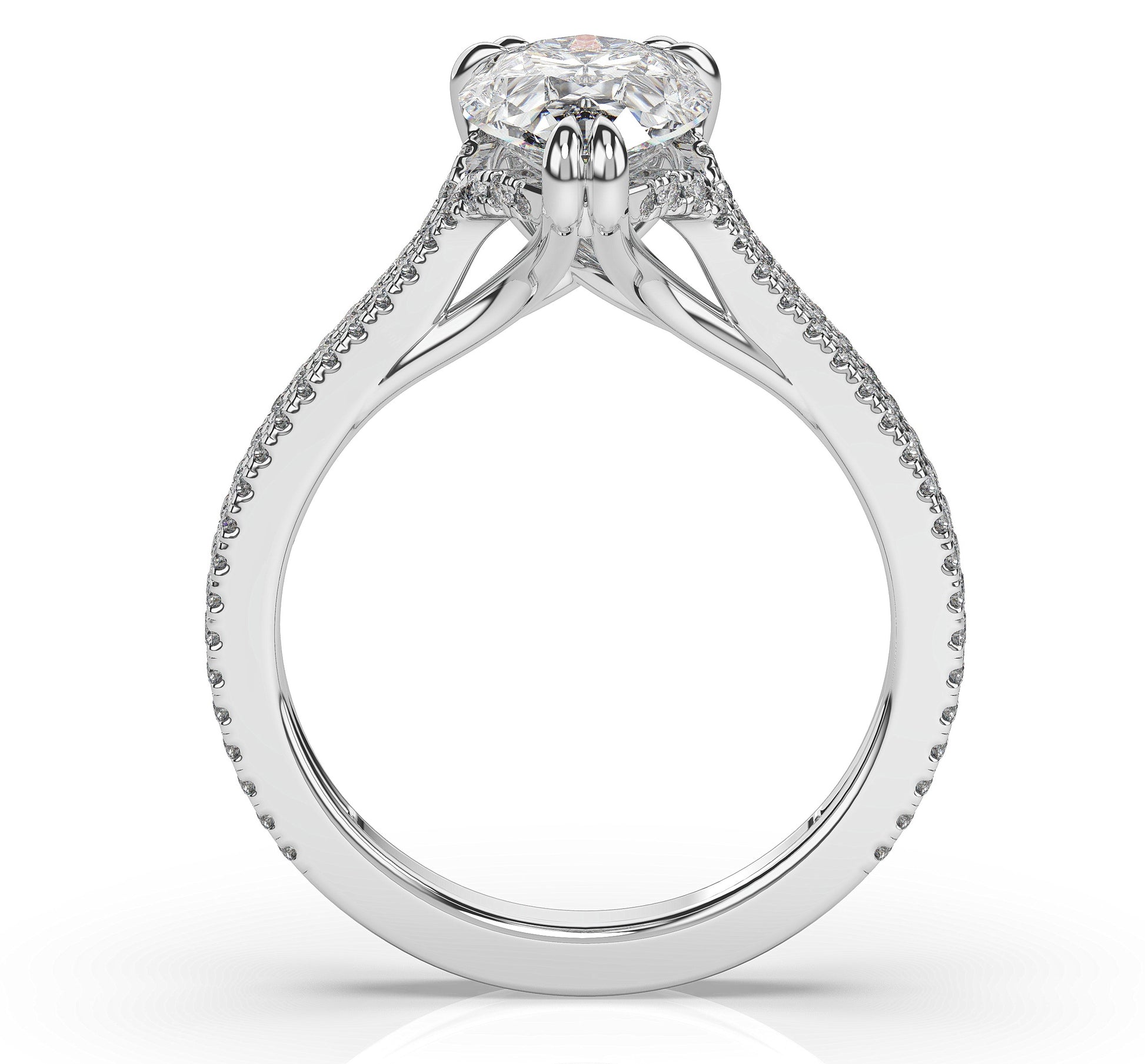 Pear White Gold Pave Moissanite Engagement Ring