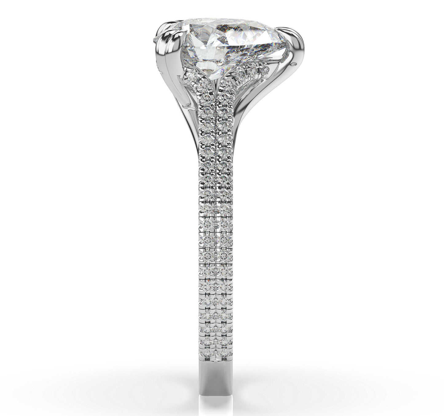 Pear White Gold Pave Moissanite Engagement Ring