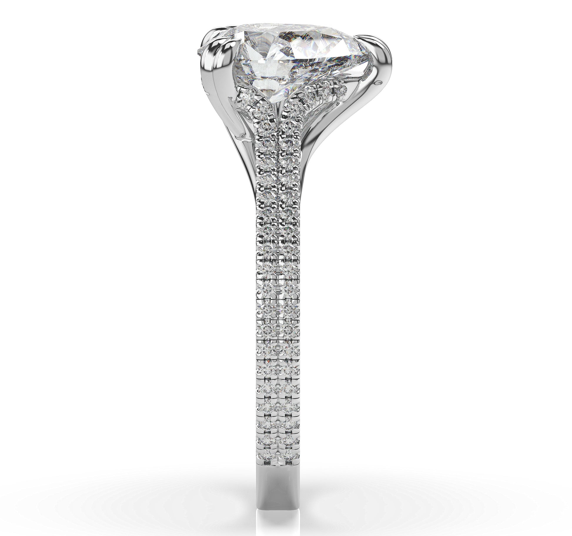 Pear White Gold Pave Moissanite Engagement Ring