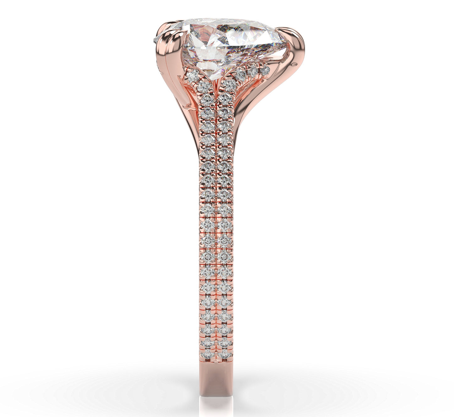 Pear Rose Gold Pave Moissanite Engagement Ring