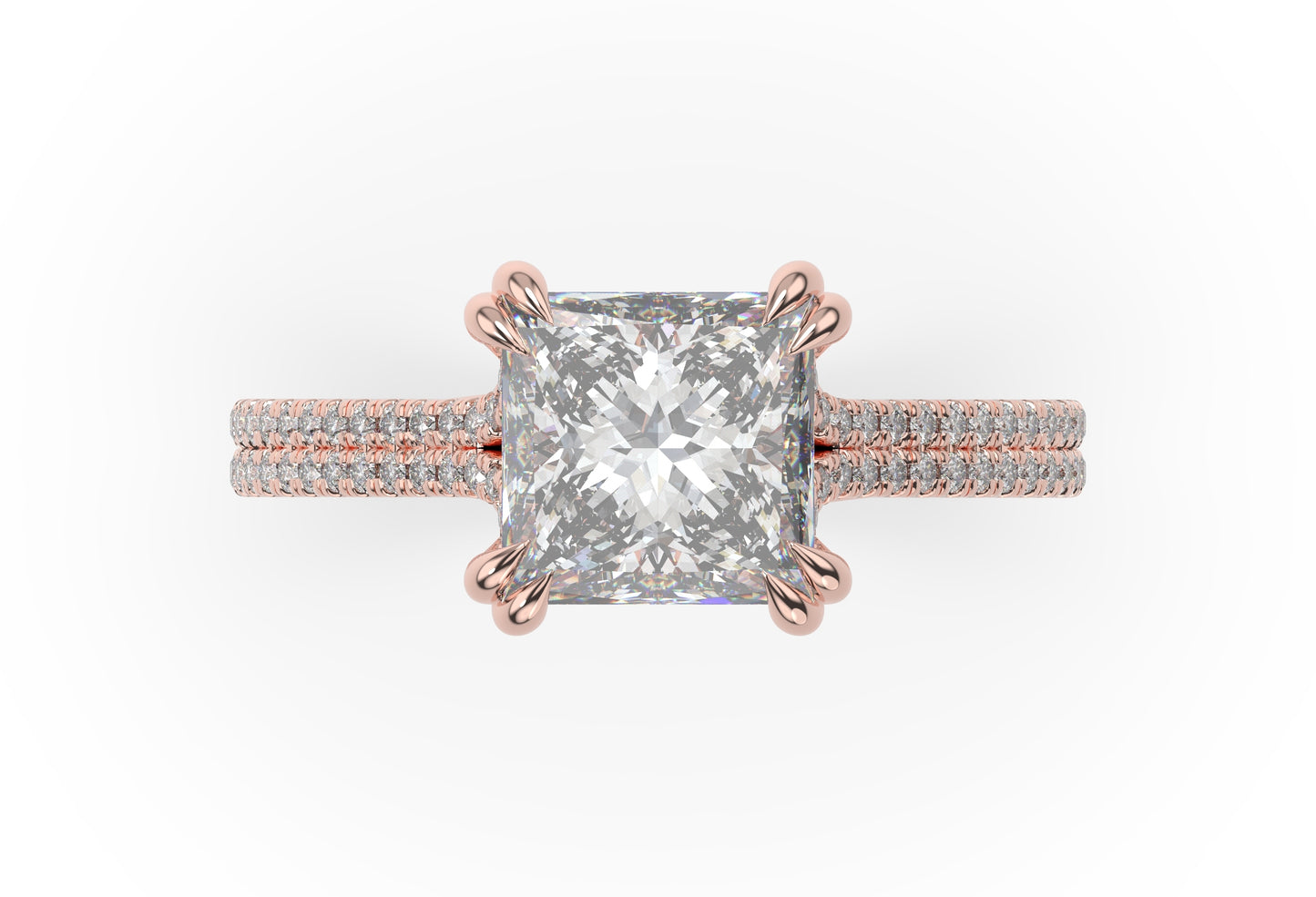 Princess Rose Gold Pave Moissanite Engagement Ring