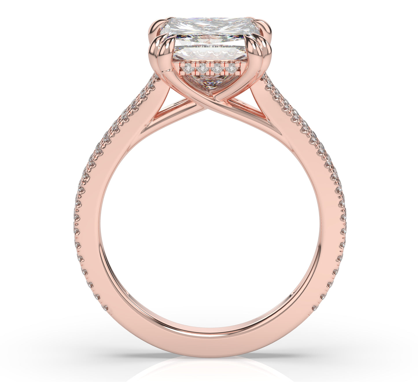 Princess Rose Gold Pave Moissanite Engagement Ring