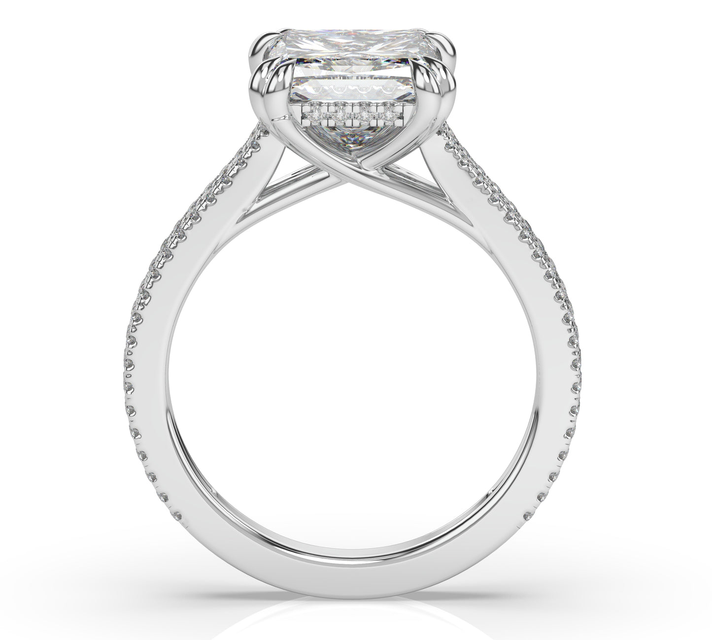 Princess White Gold Pave Moissanite Engagement Ring