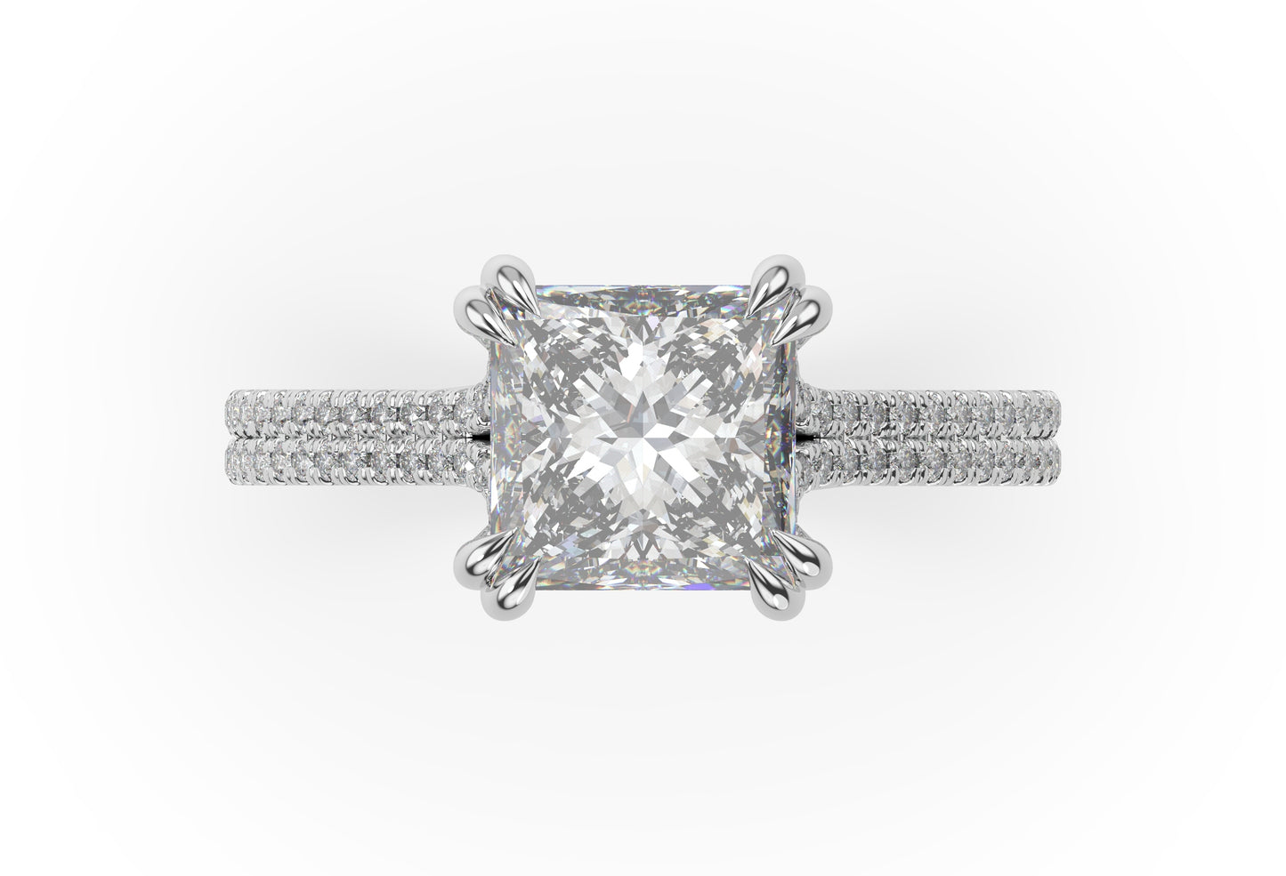 Princess White Gold Pave Moissanite Engagement Ring