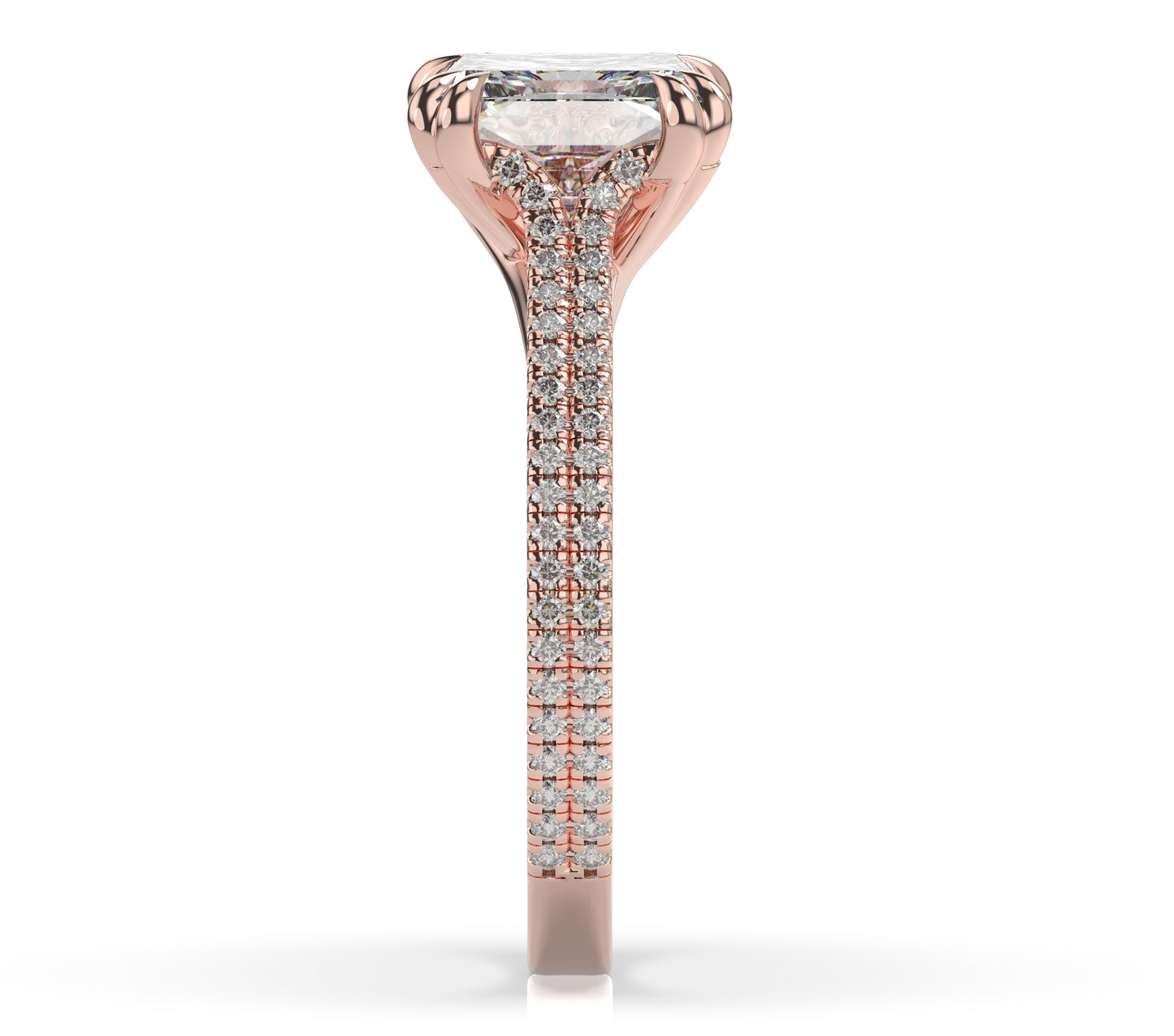 Princess Rose Gold Pave Moissanite Engagement Ring