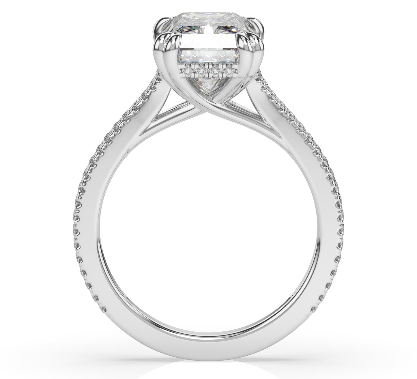 Radiant White Gold Pave Moissanite Engagement Ring