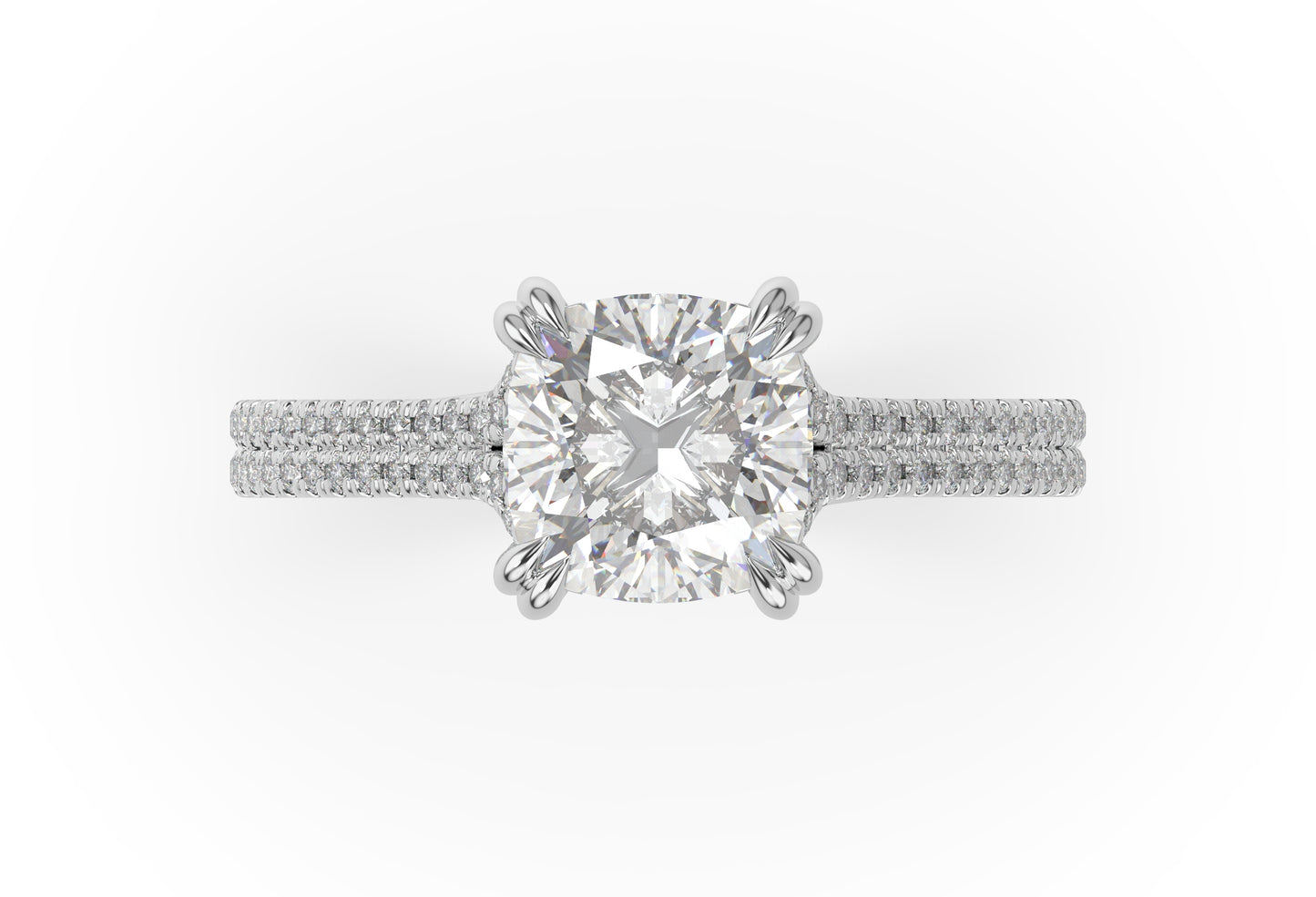 Emerald White Gold Pave Moissanite Engagement Ring
