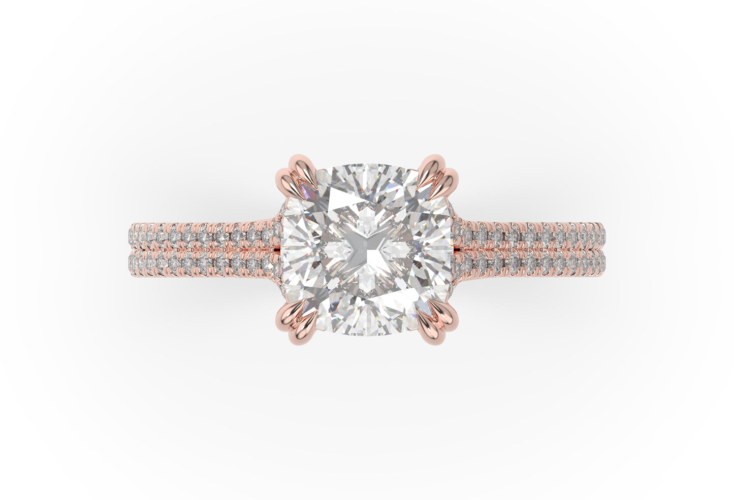 Emerald Rose Gold Pave Moissanite Engagement Ring