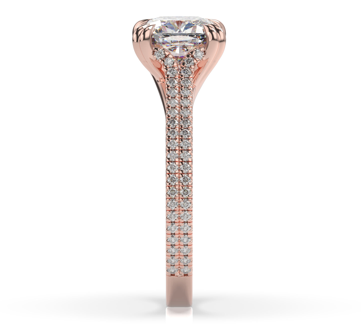 Emerald Rose Gold Pave Moissanite Engagement Ring