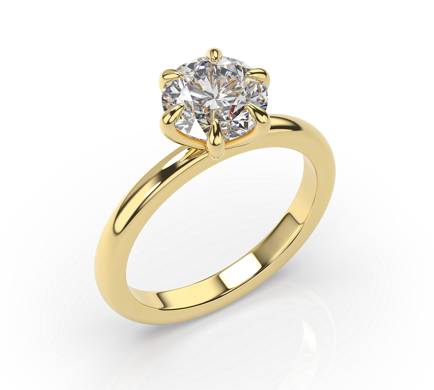 Round Brilliant Six Claw Solitaire Engagement Ring