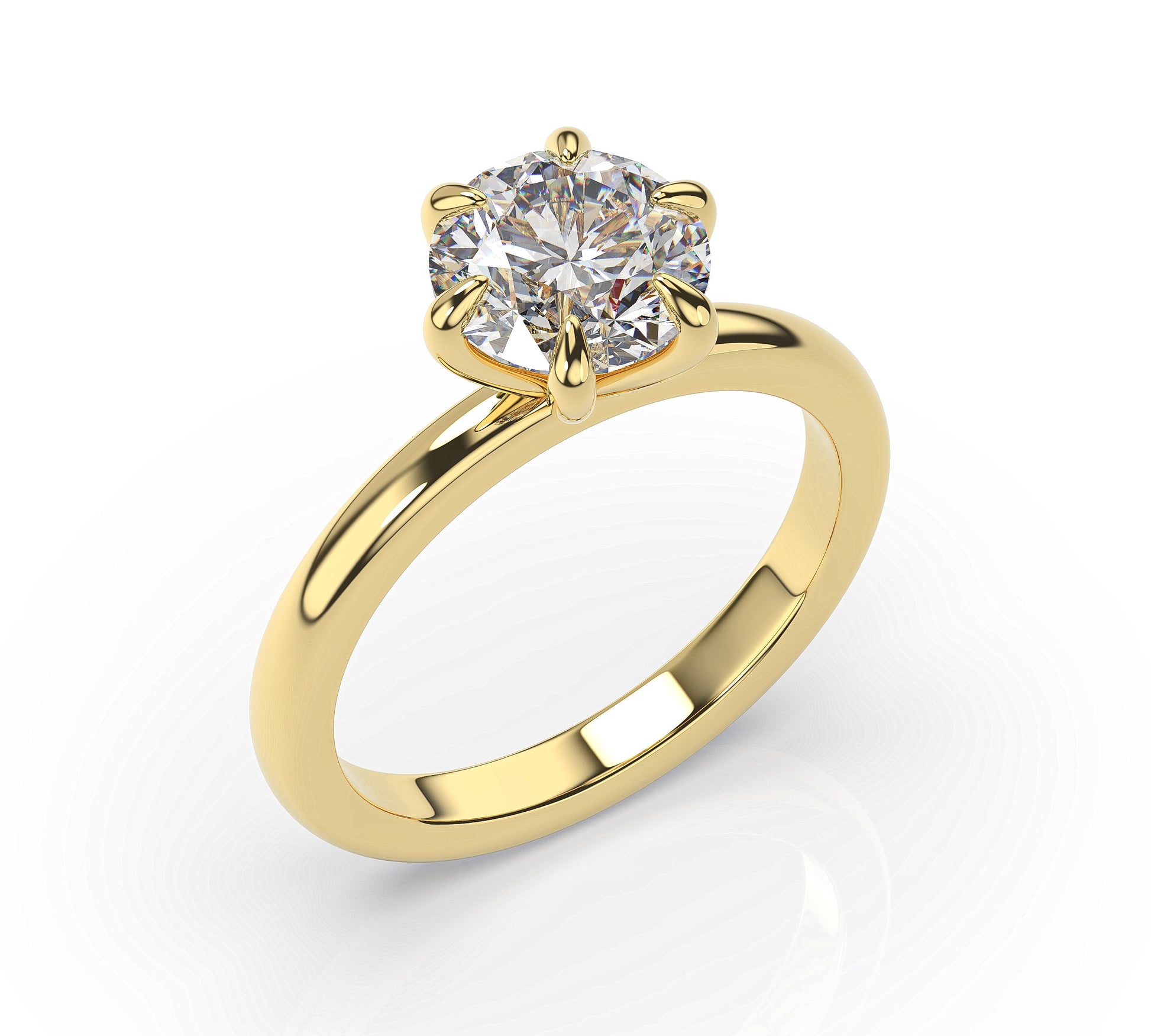 Round Brilliant Six Claw Solitaire Engagement Ring