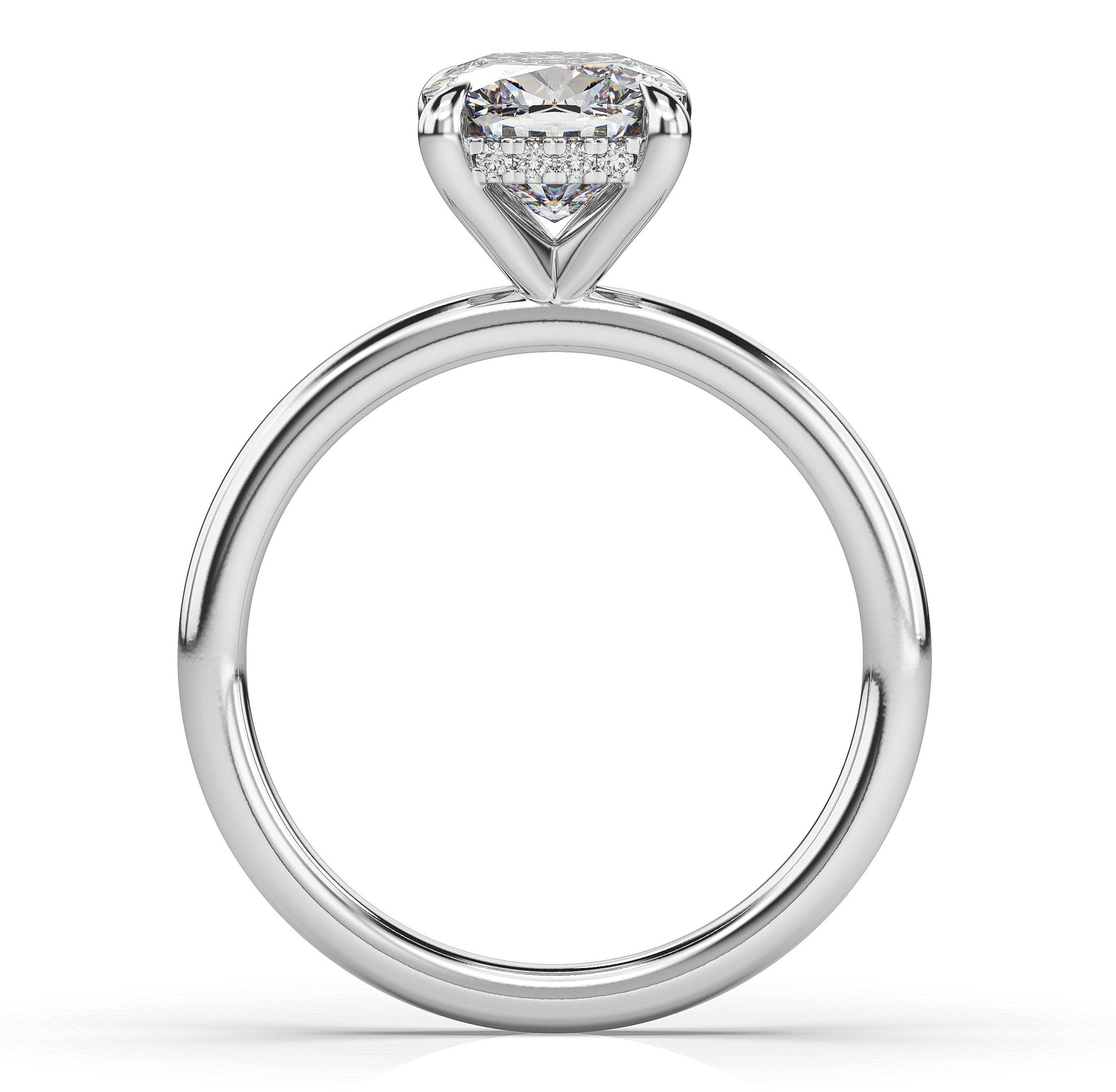 Cushion White Gold Solitaire Moissanite Engagement Ring