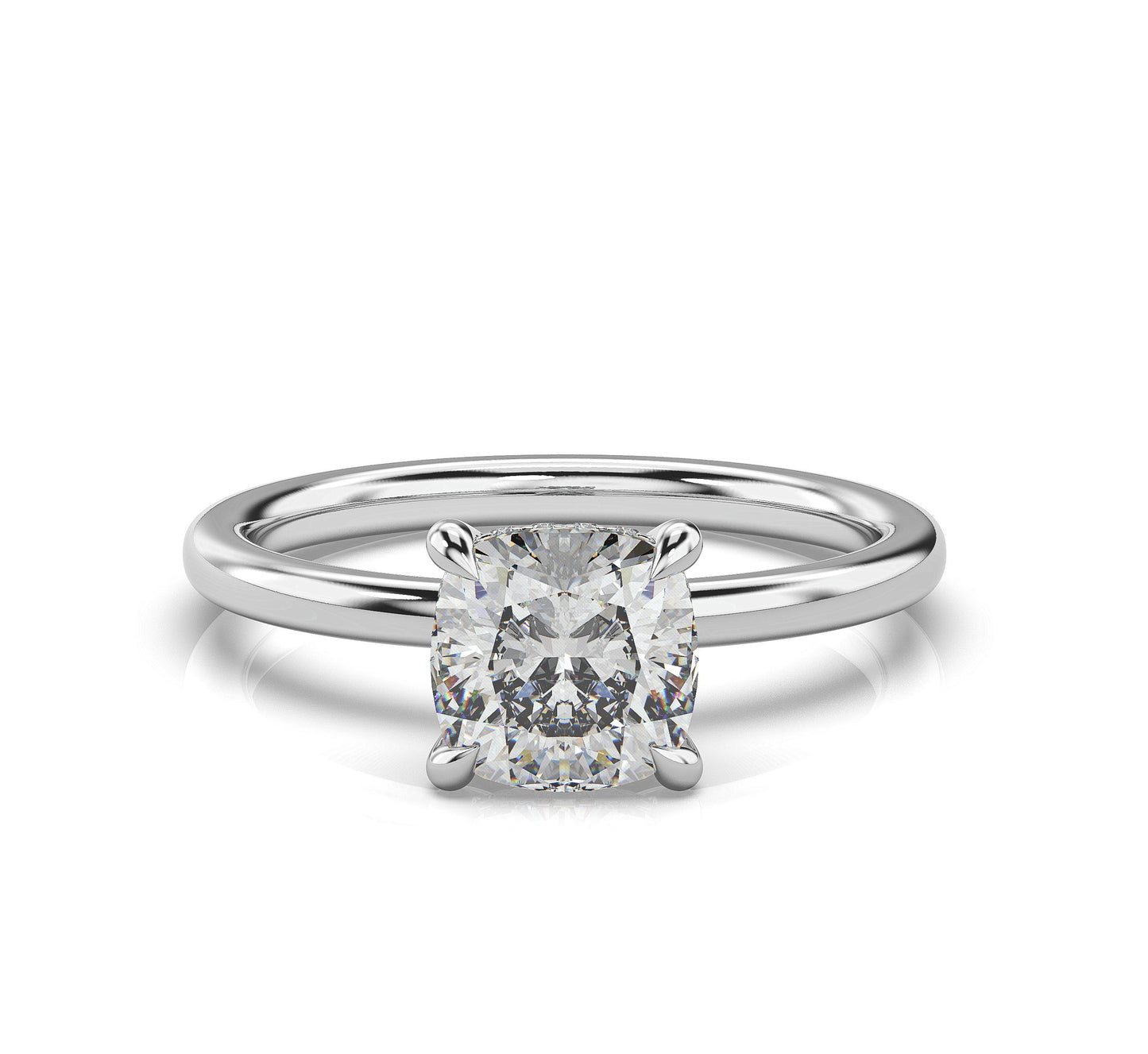 Cushion White Gold Solitaire Moissanite Engagement Ring
