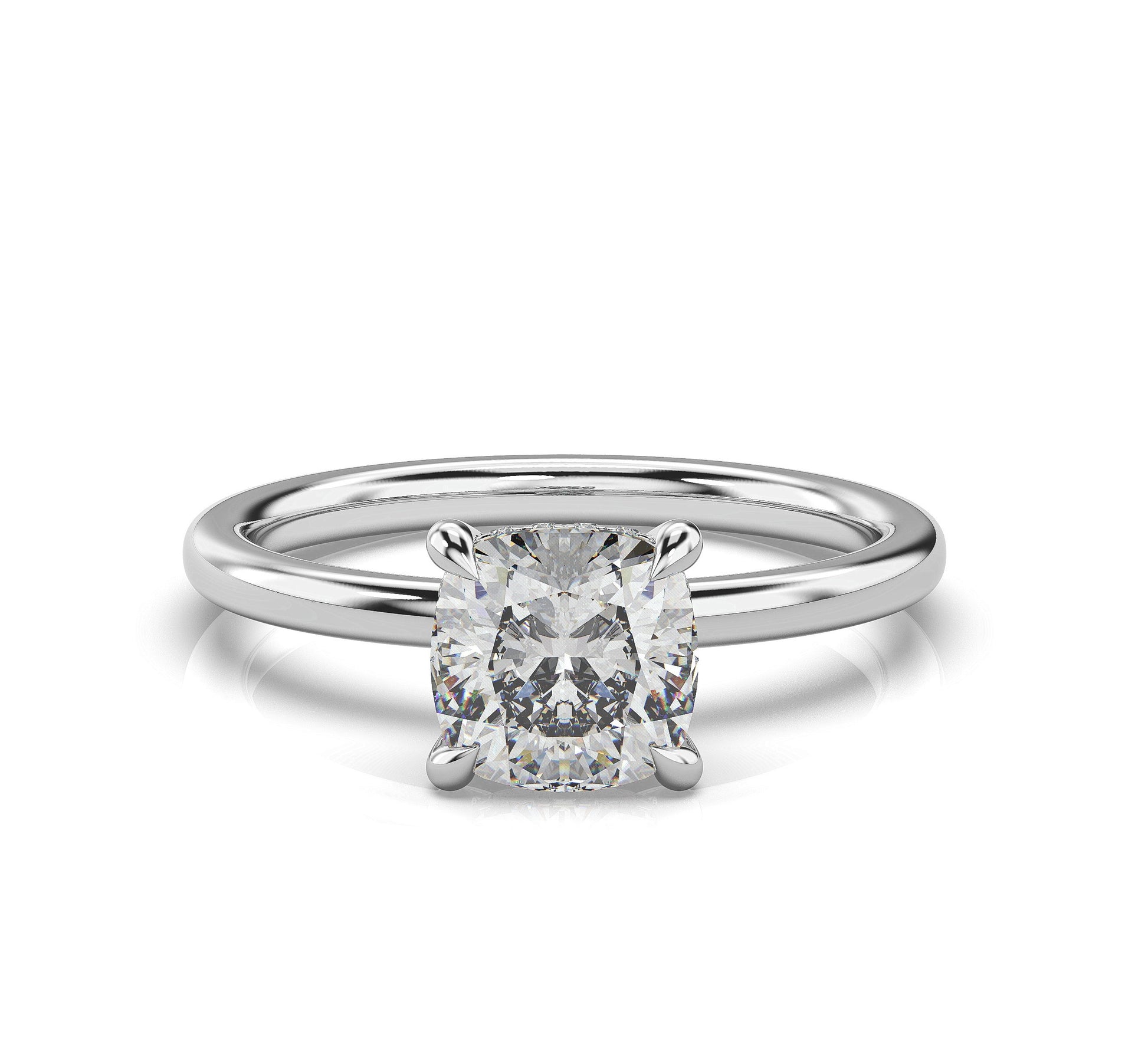 Cushion White Gold Solitaire Moissanite Engagement Ring