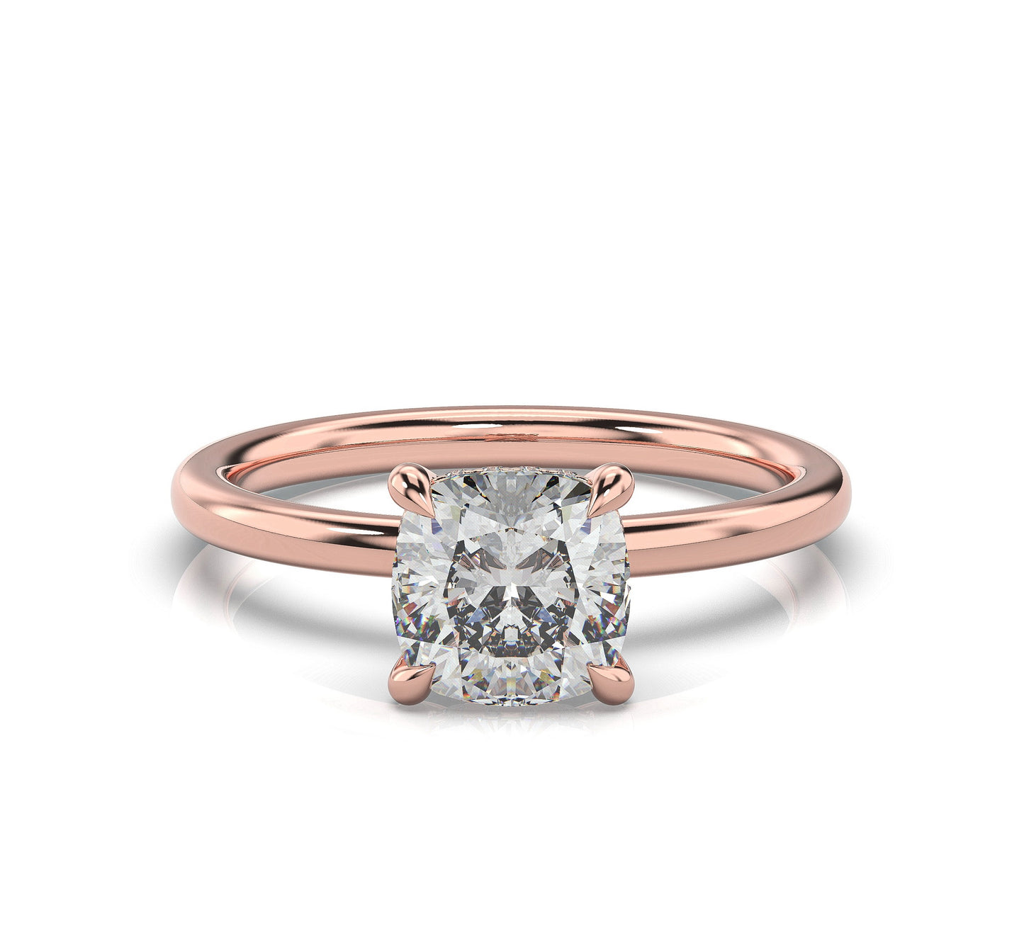 Cushion Rose Gold Solitaire Moissanite Engagement Ring