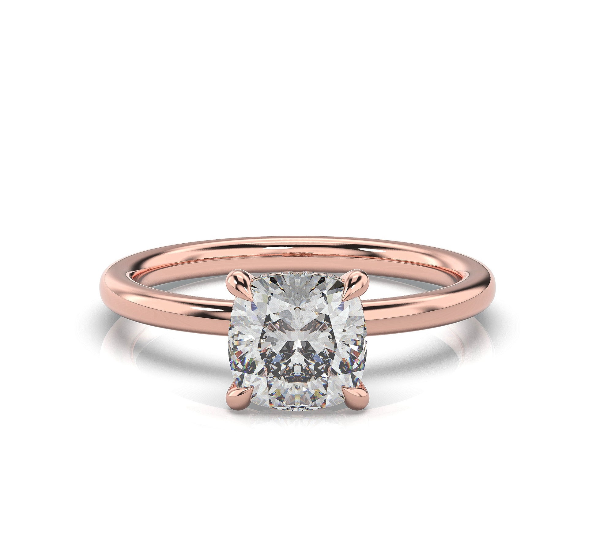 Cushion Rose Gold Solitaire Moissanite Engagement Ring