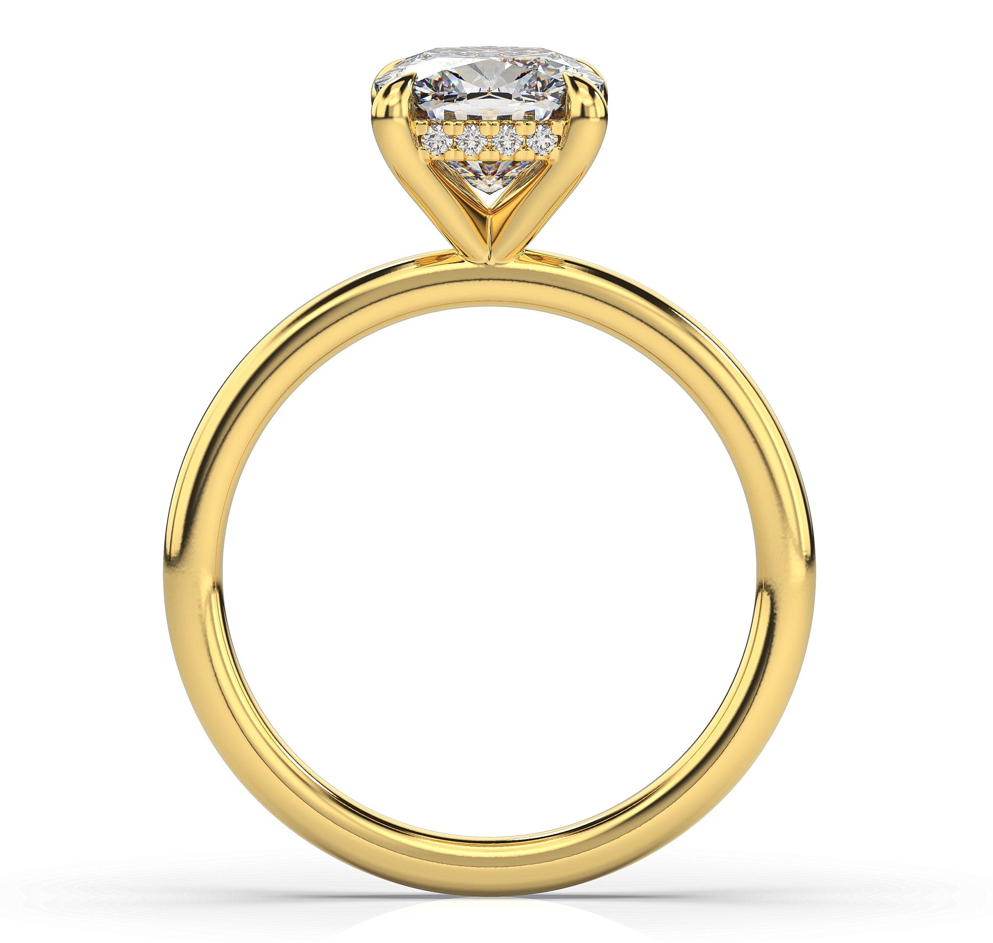 Cushion Yellow Gold Solitaire Moissanite Engagement Ring
