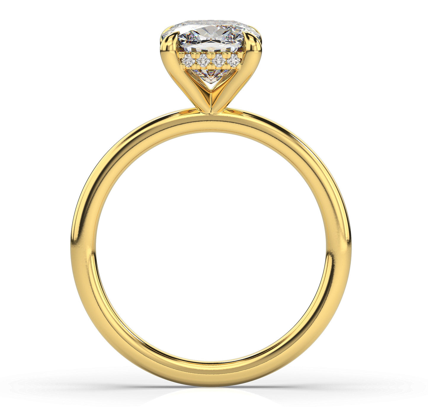 Cushion Yellow Gold Solitaire Moissanite Engagement Ring