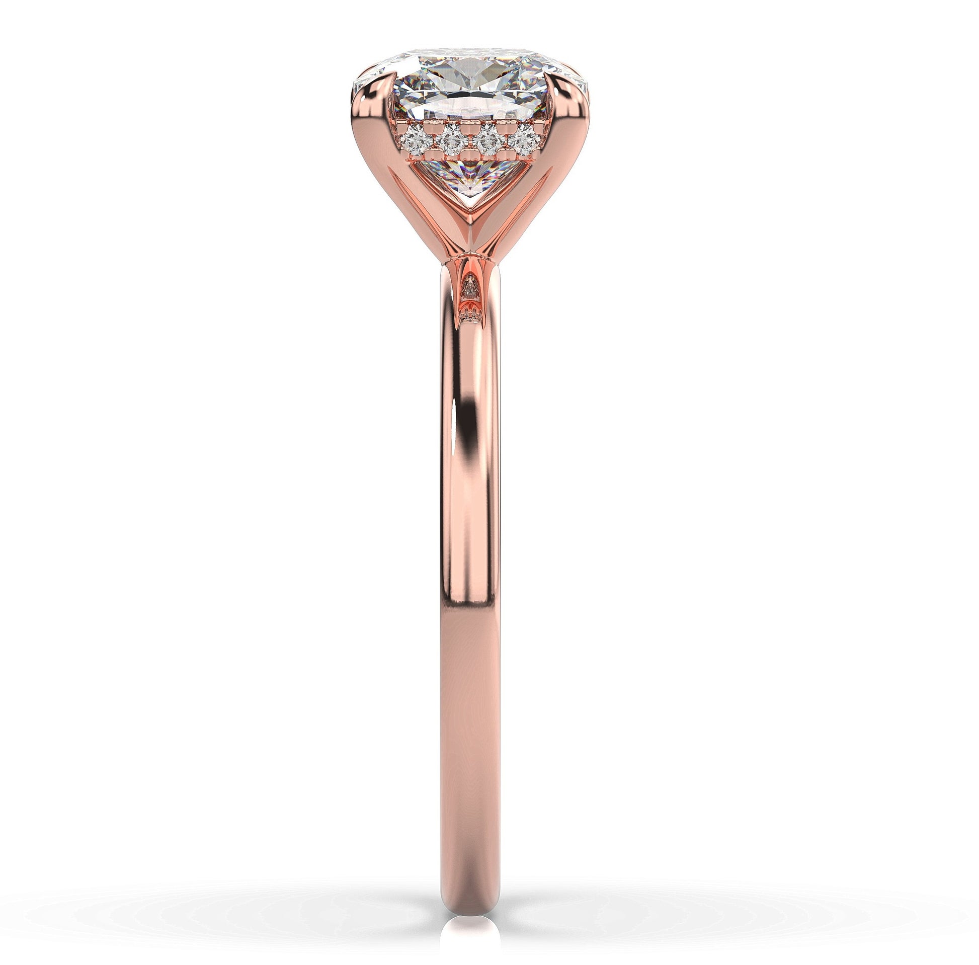 Cushion Rose Gold Solitaire Moissanite Engagement Ring